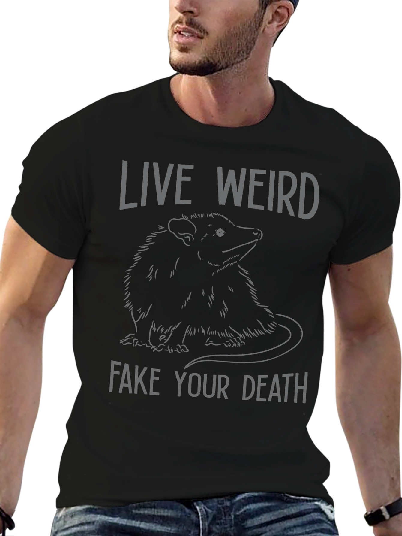 Live Weird Fake Your Death Opossum Graphic Tee