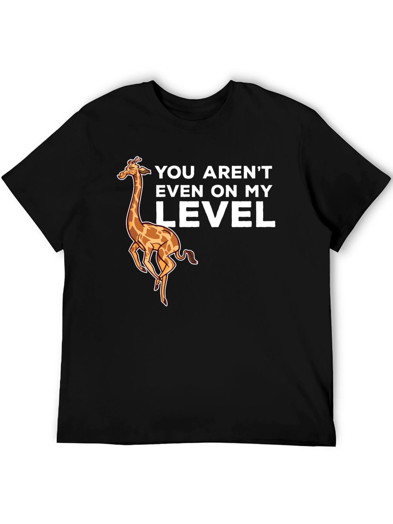 Giraffe Level Black T-Shirt Funny Design