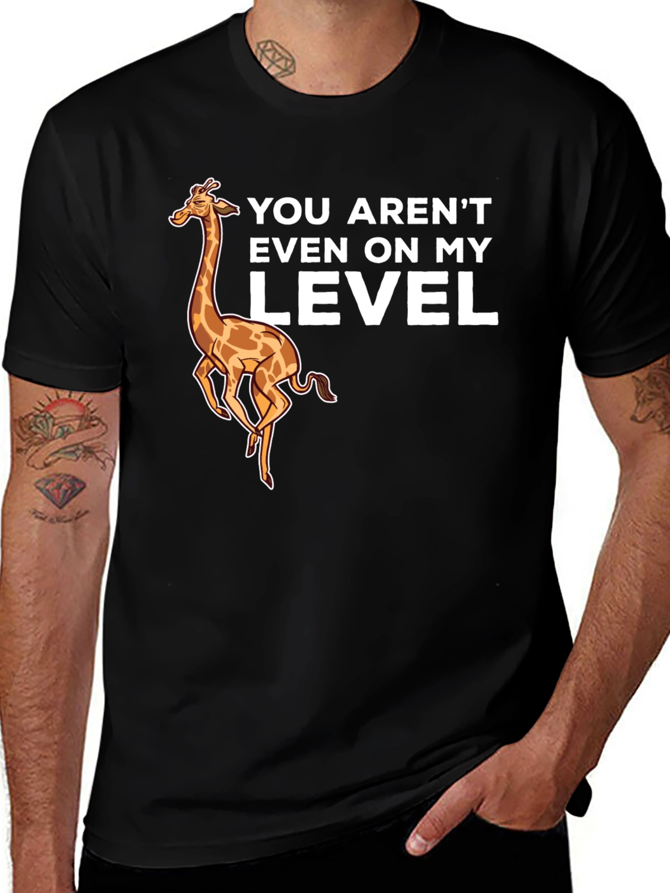 Giraffe Level Black T-Shirt Funny Design