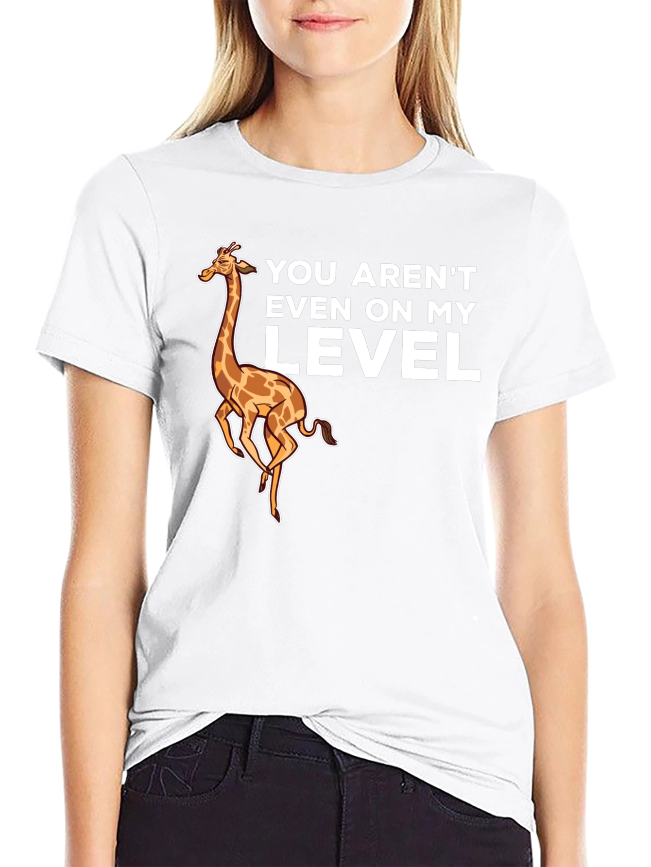 Giraffe Level Black T-Shirt Funny Design