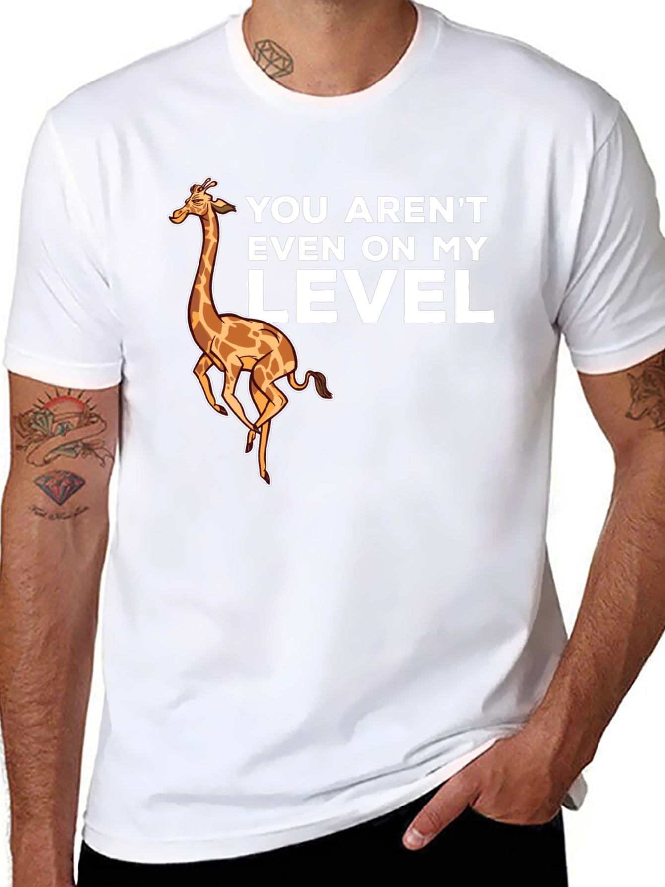Giraffe Level Black T-Shirt Funny Design