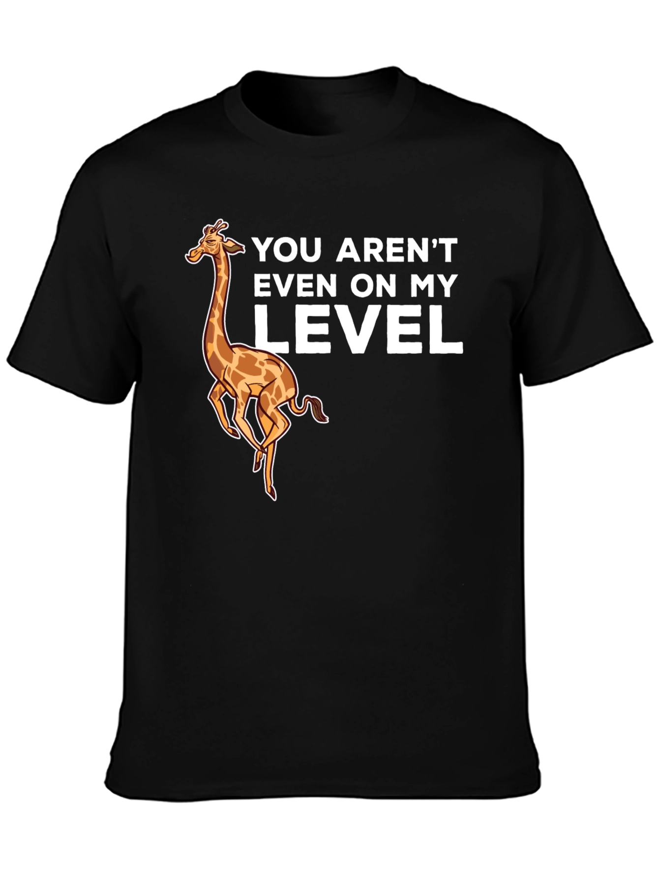 Giraffe Level Black T-Shirt Funny Design