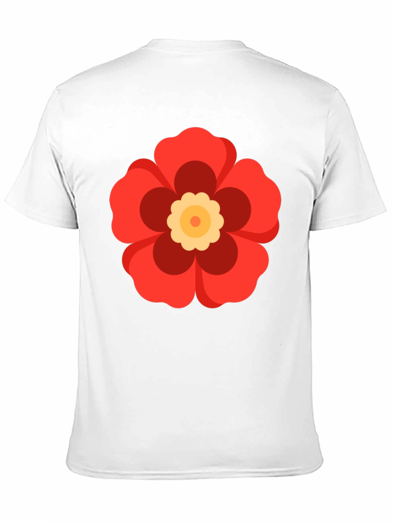 Black T-Shirt with Red Flower Graphic