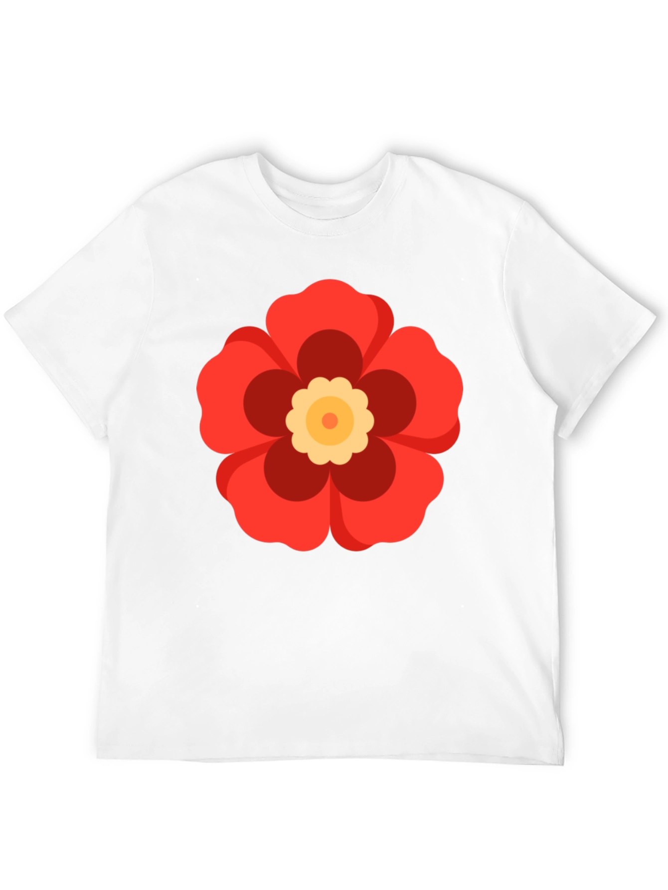 Black T-Shirt with Red Flower Graphic