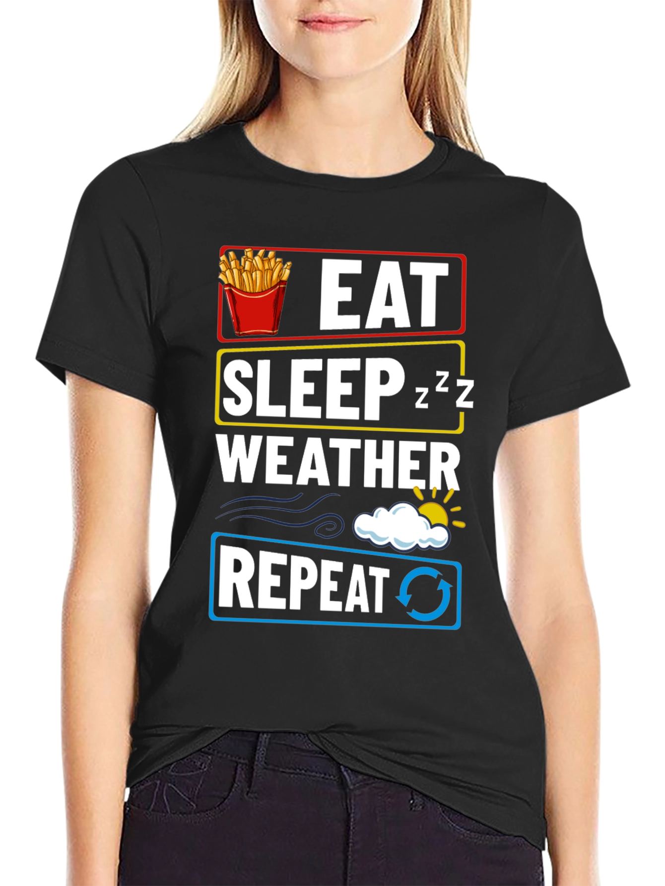Eat Sleep Weather Repeat Graphic T-Shirt
