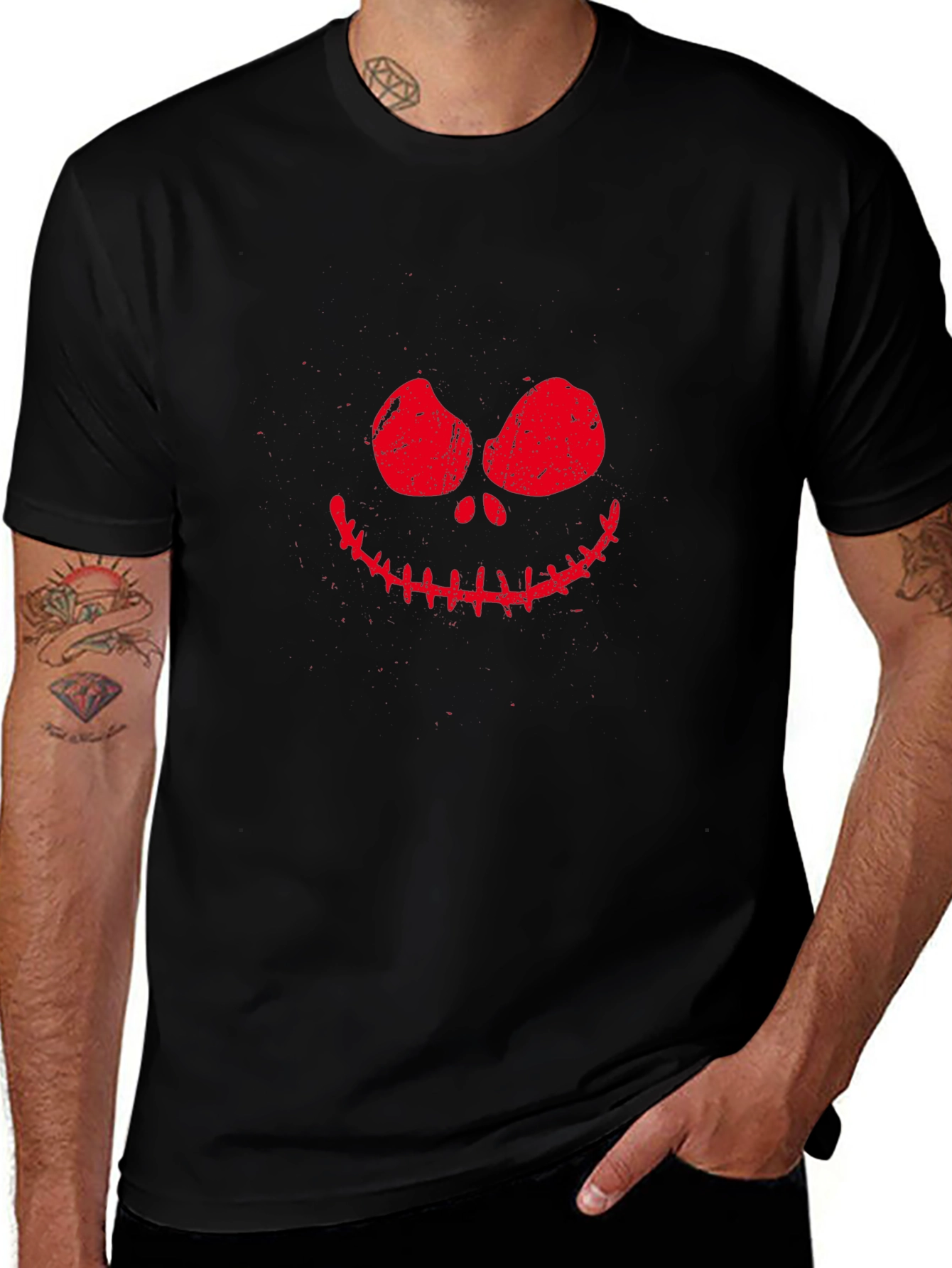 Spooky Smile Graphic Tee - Halloween Black T-Shirt