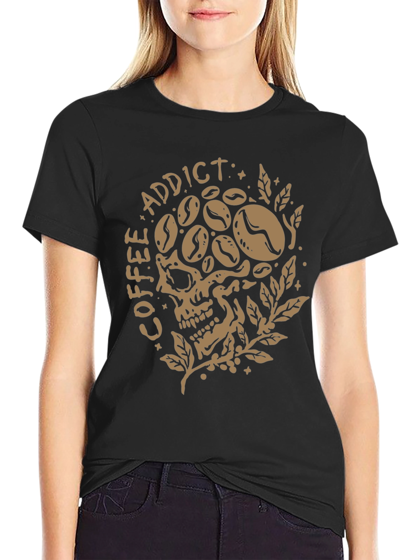 Coffee Addict Skull Graphic T-Shirt