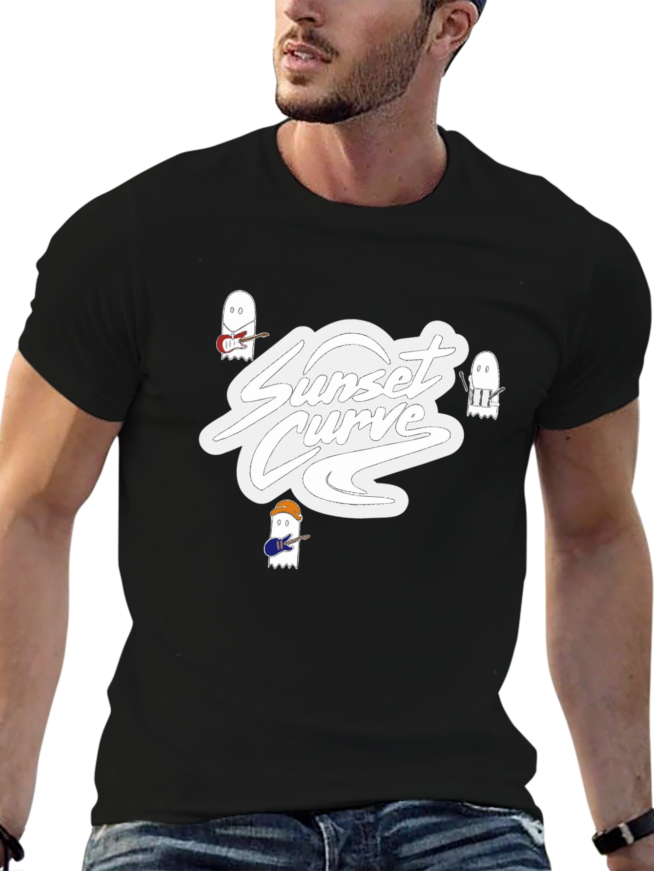 Sunset Curve Band T-Shirt - Ghostly Musical Style