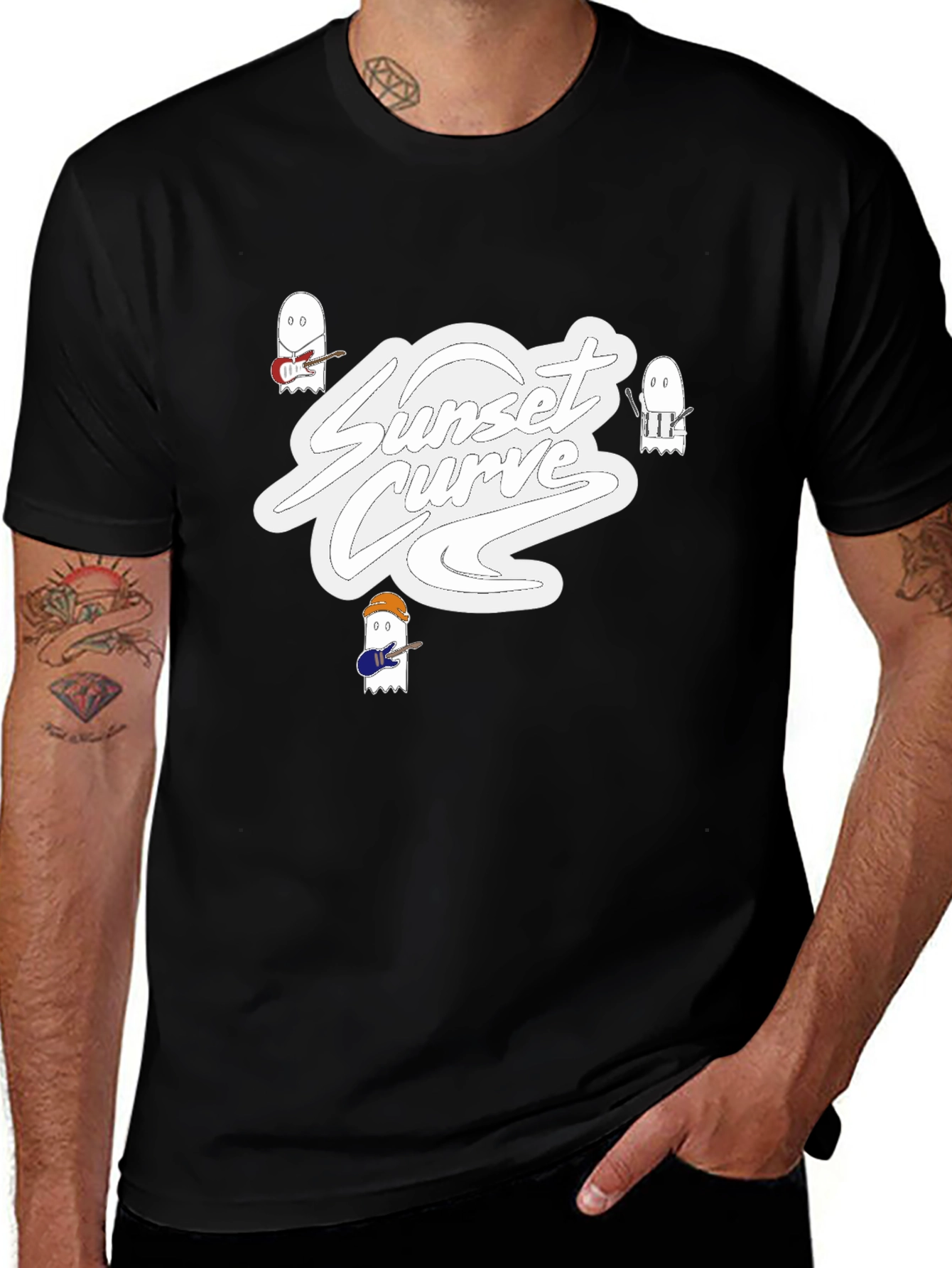 Sunset Curve Band T-Shirt - Ghostly Musical Style