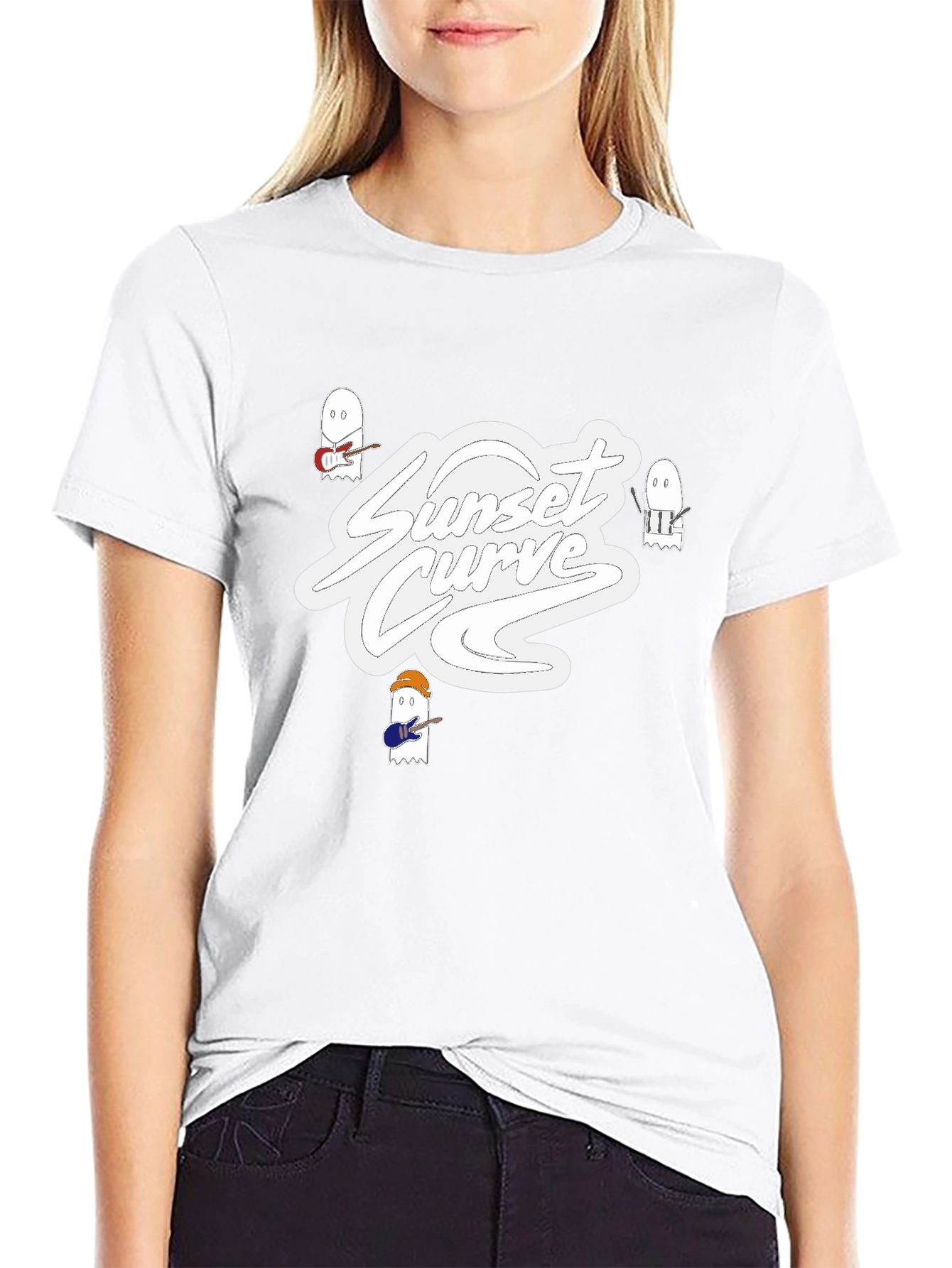 Sunset Curve Band T-Shirt - Ghostly Musical Style