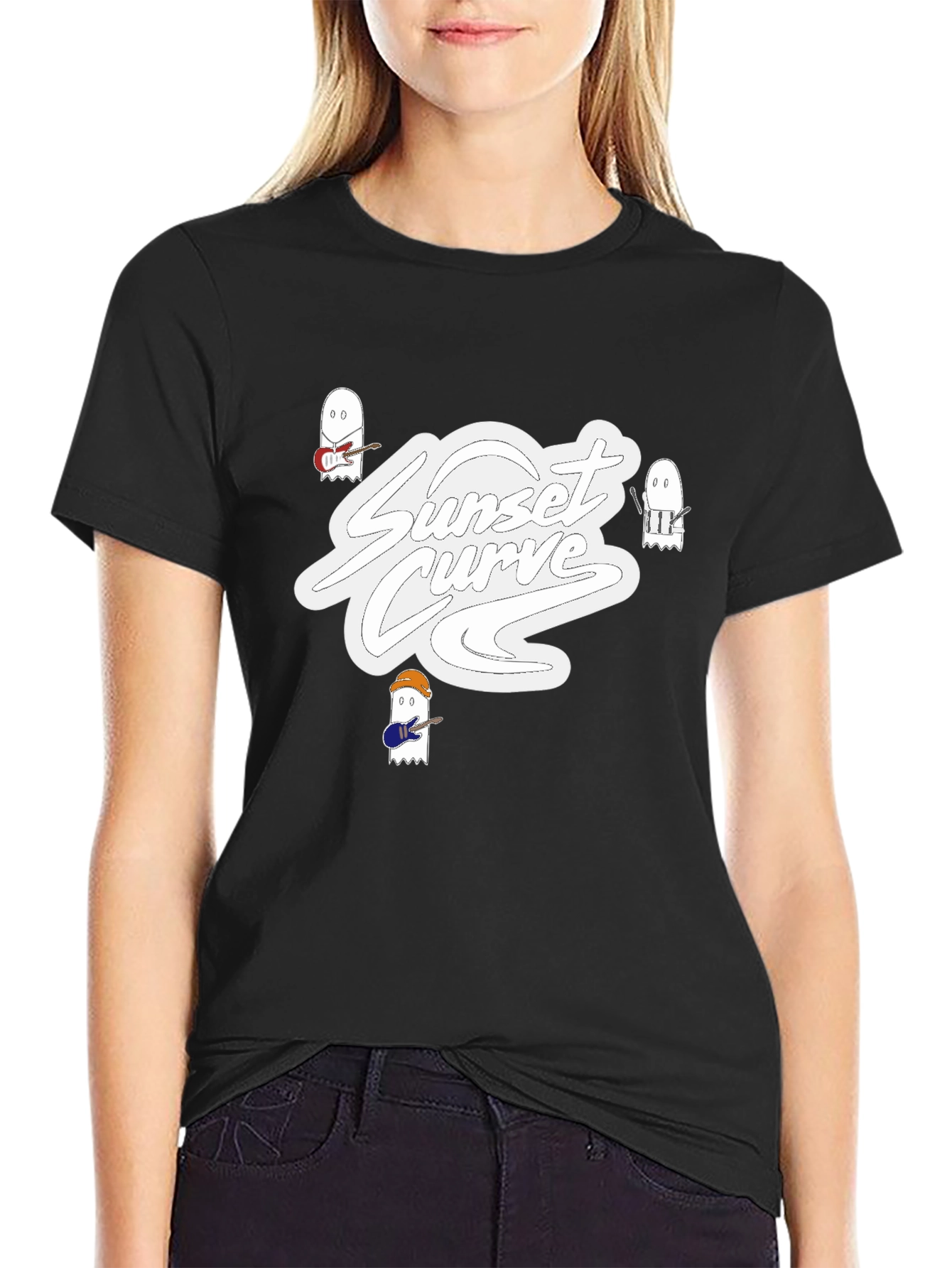 Sunset Curve Band T-Shirt - Ghostly Musical Style