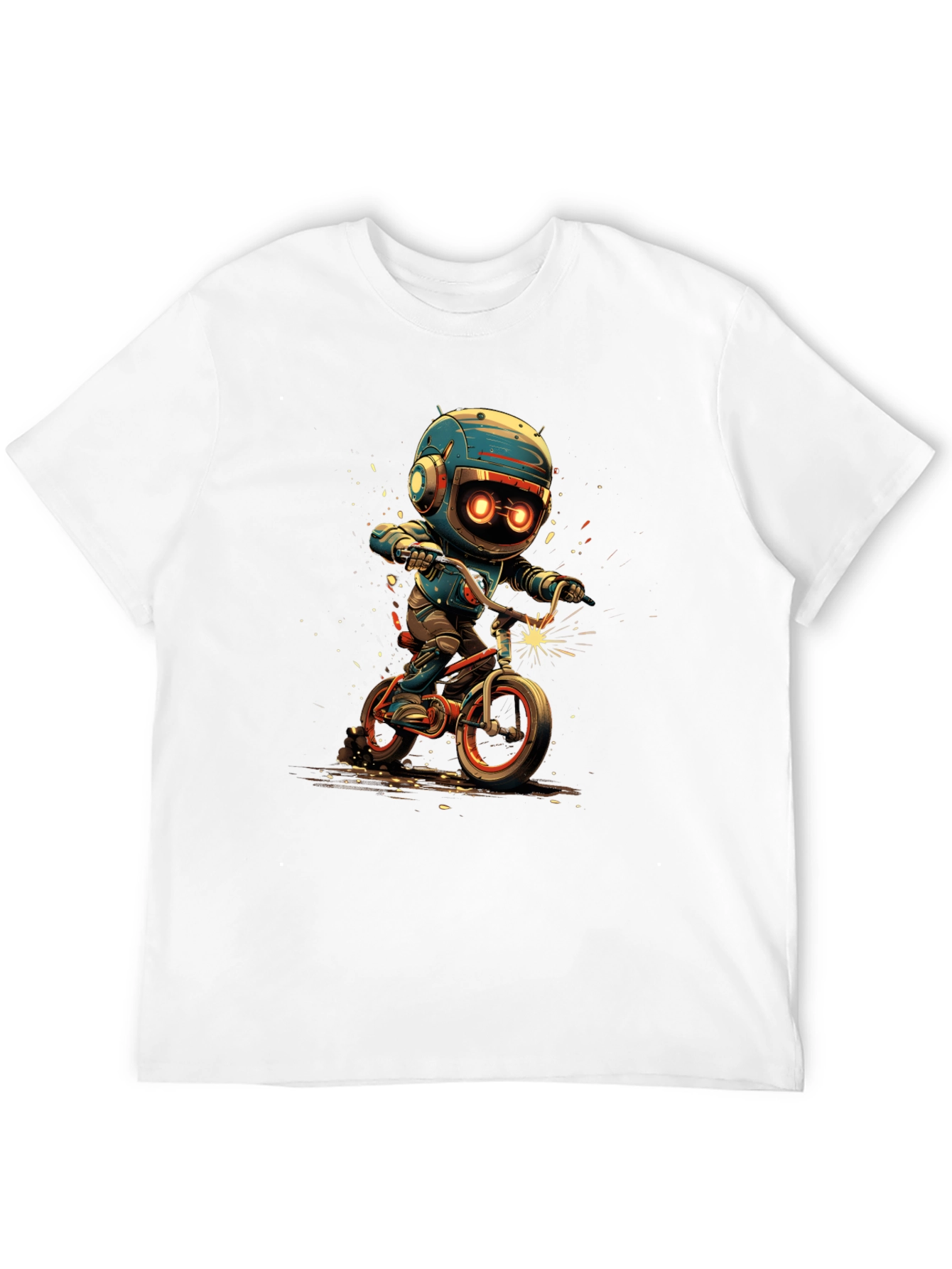 Robot Biker Graphic Tee - Black