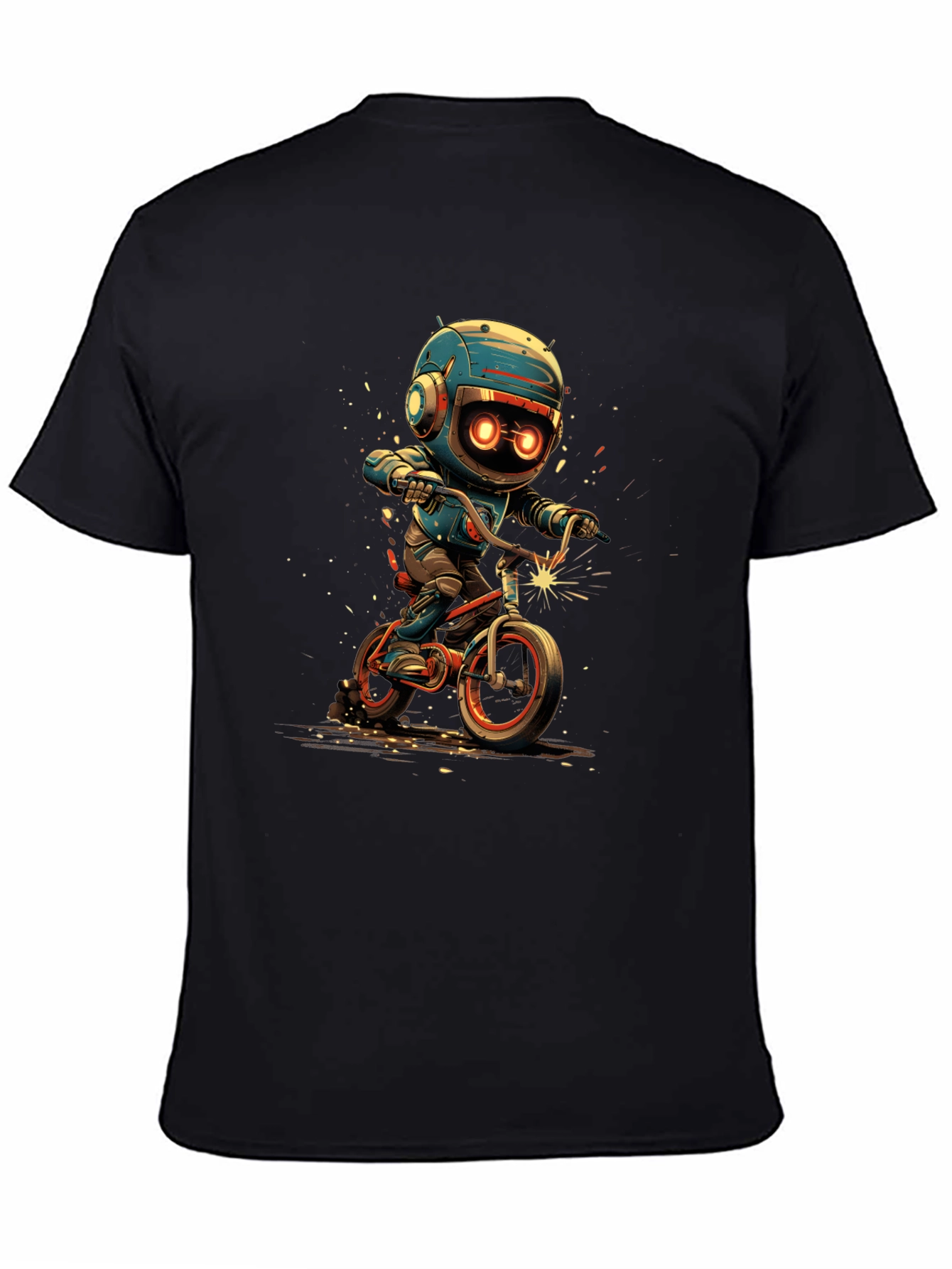 Robot Biker Graphic Tee - Black