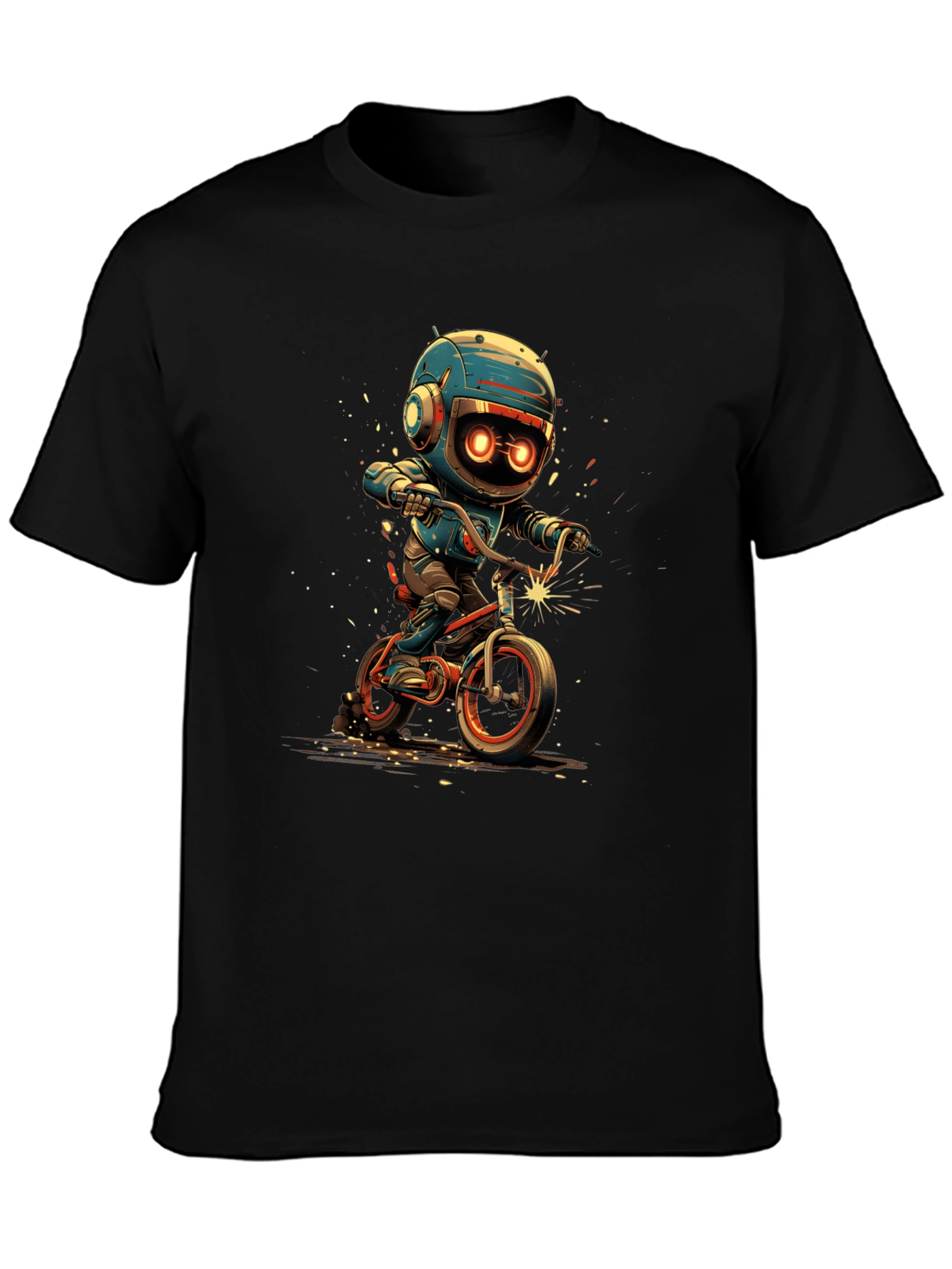 Robot Biker Graphic Tee - Black