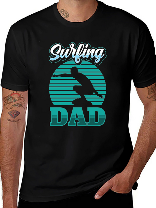 Surfing Dad Graphic Tee - Stylish Black T-Shirt