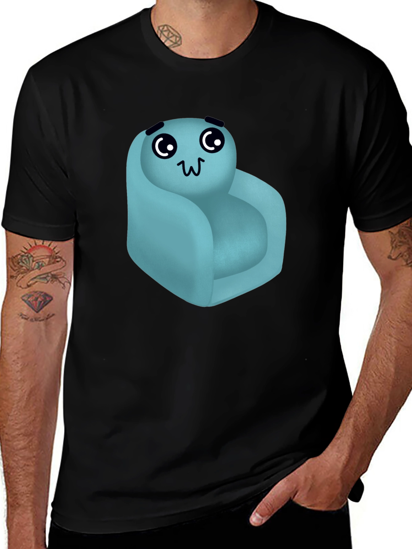 Cute Couch Character Black T-Shirt