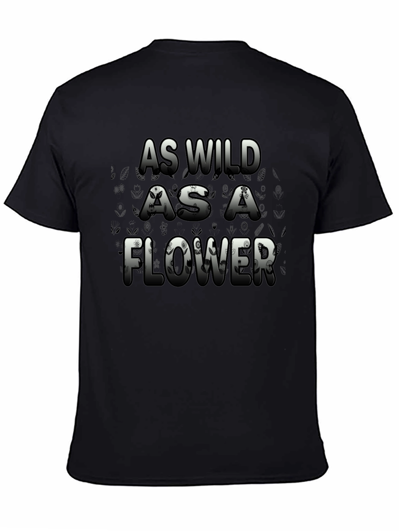 Wild Flower Graphic Print Mens Black T-Shirt
