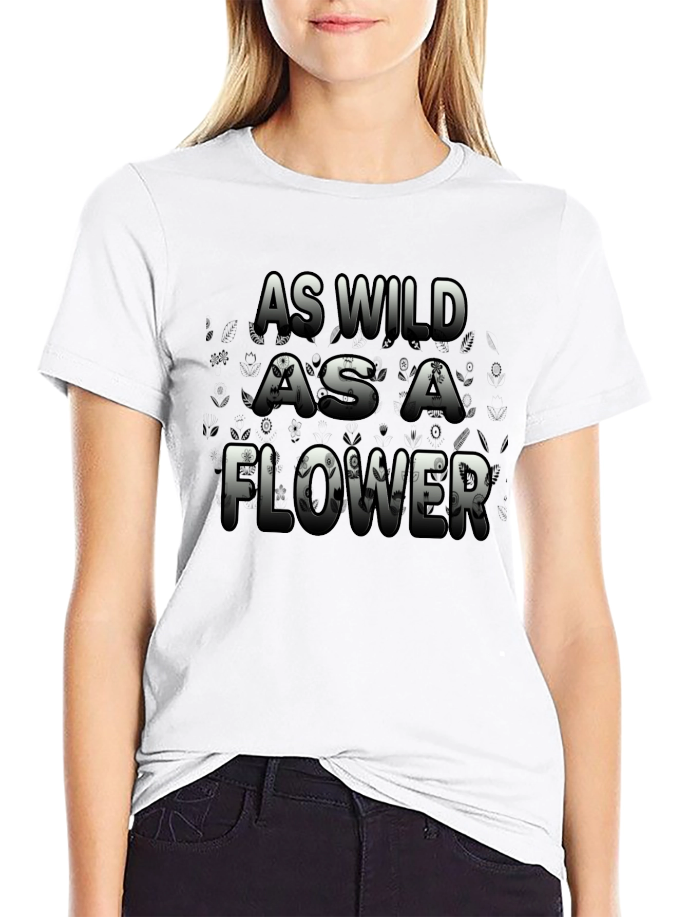 Wild Flower Graphic Print Mens Black T-Shirt