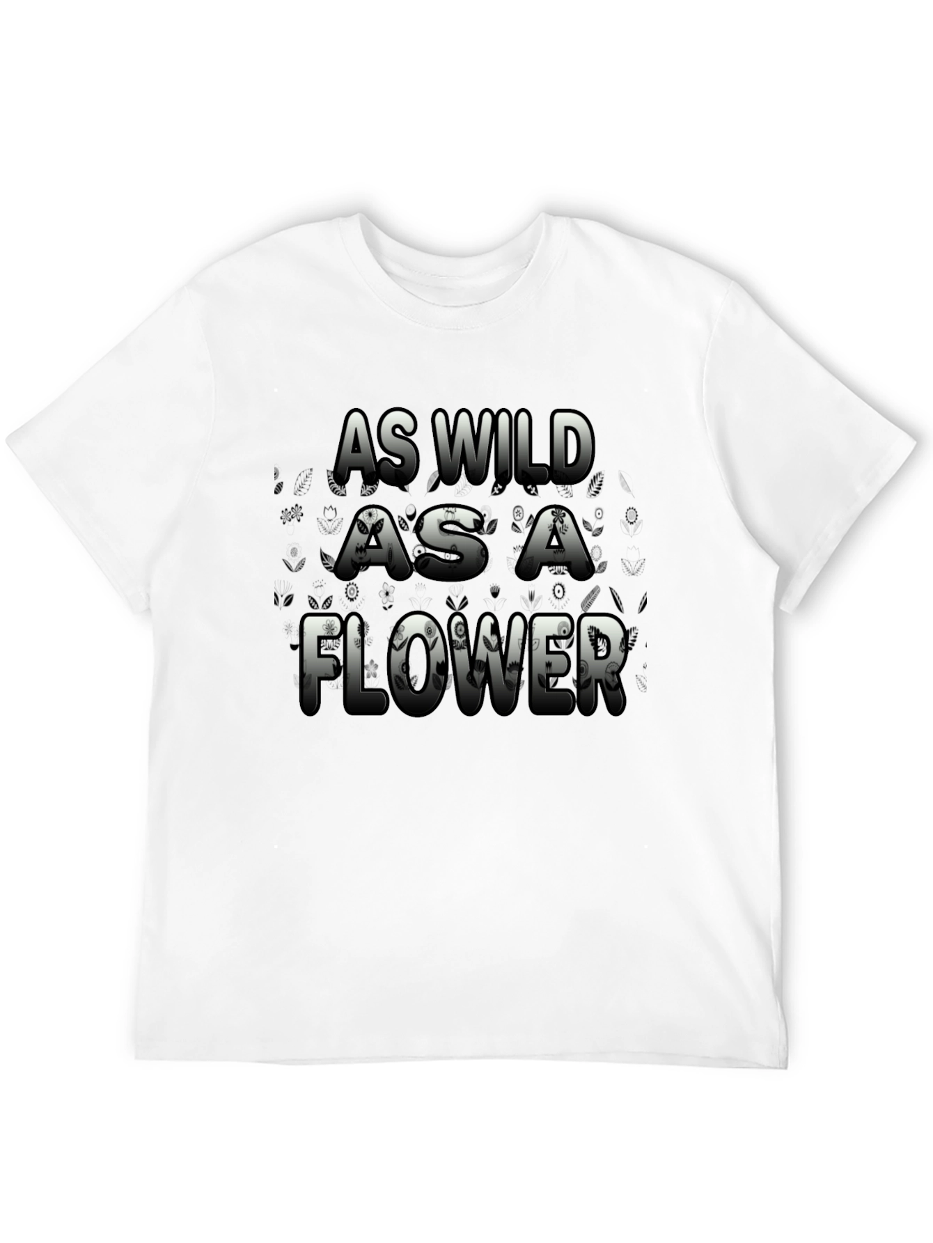 Wild Flower Graphic Print Mens Black T-Shirt