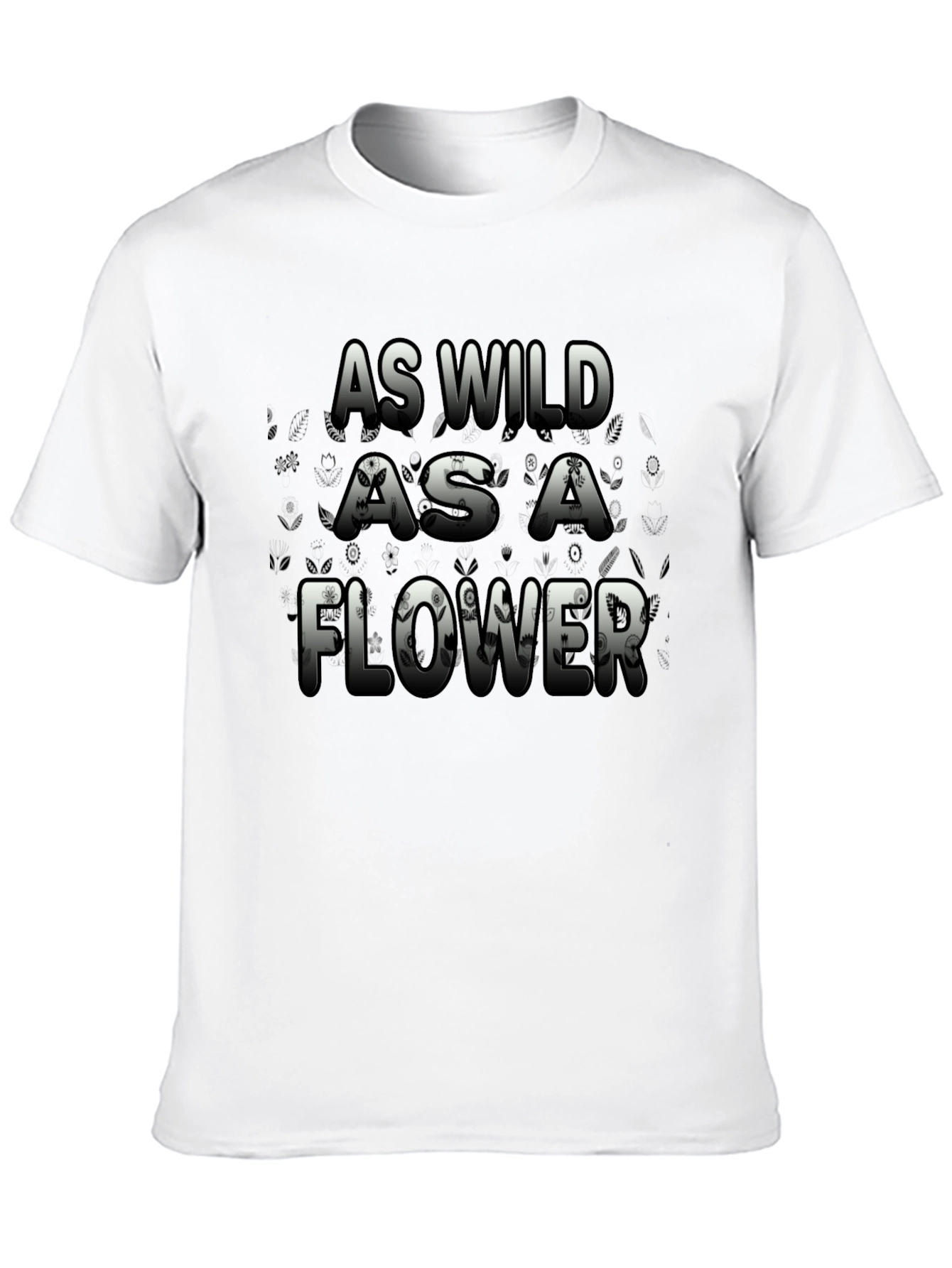 Wild Flower Graphic Print Mens Black T-Shirt