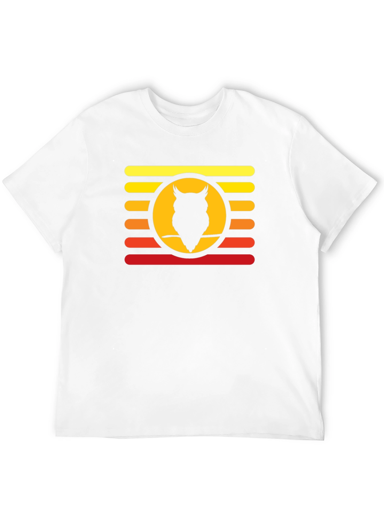 Sunset Owl Graphic Tee - Retro Style Mens T-Shirt