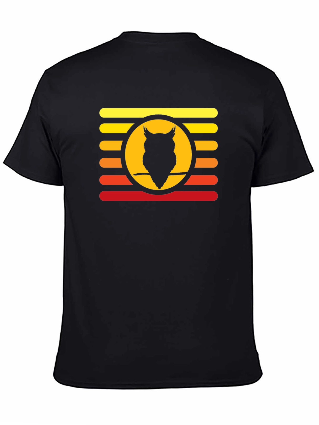 Sunset Owl Graphic Tee - Retro Style Mens T-Shirt