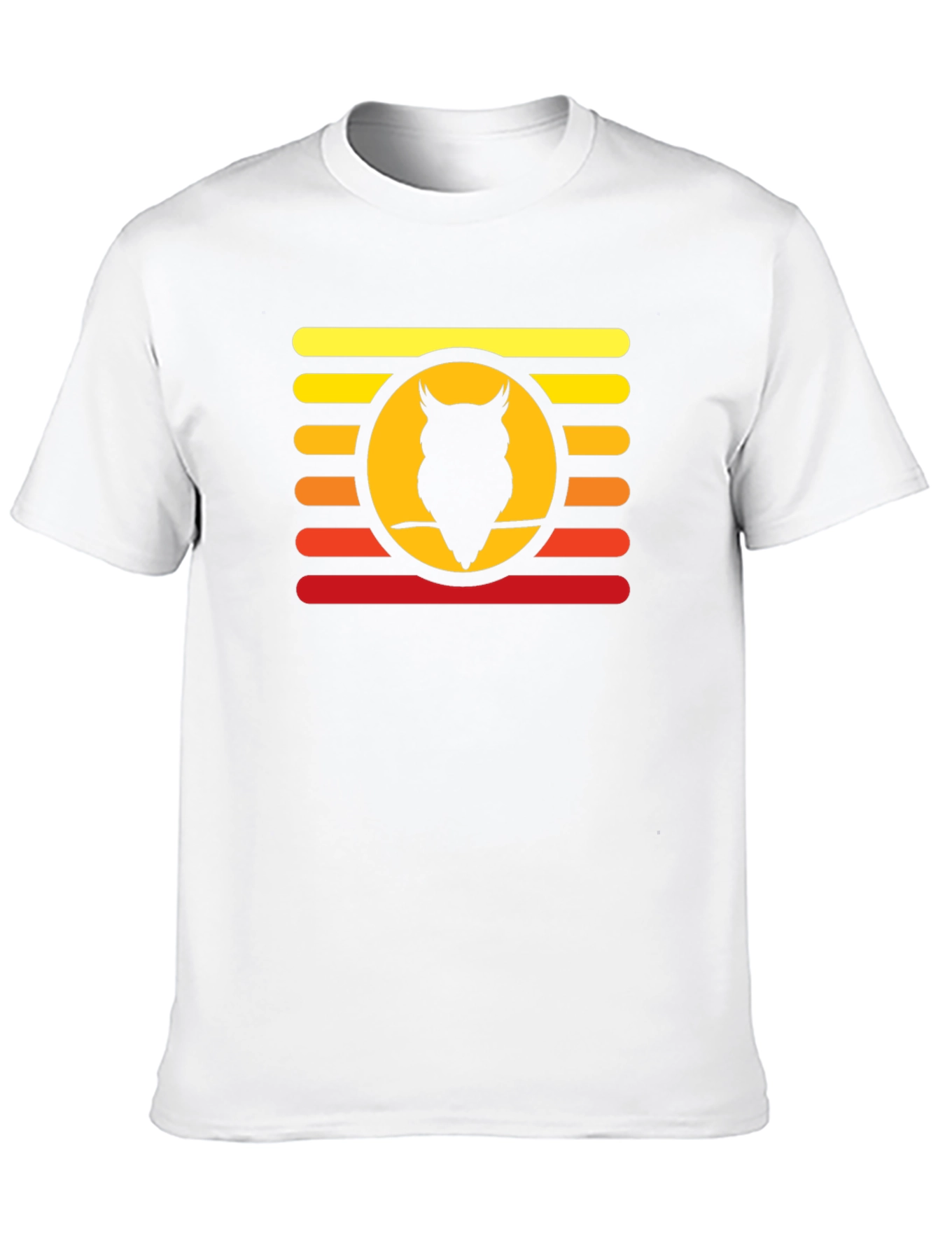 Sunset Owl Graphic Tee - Retro Style Mens T-Shirt
