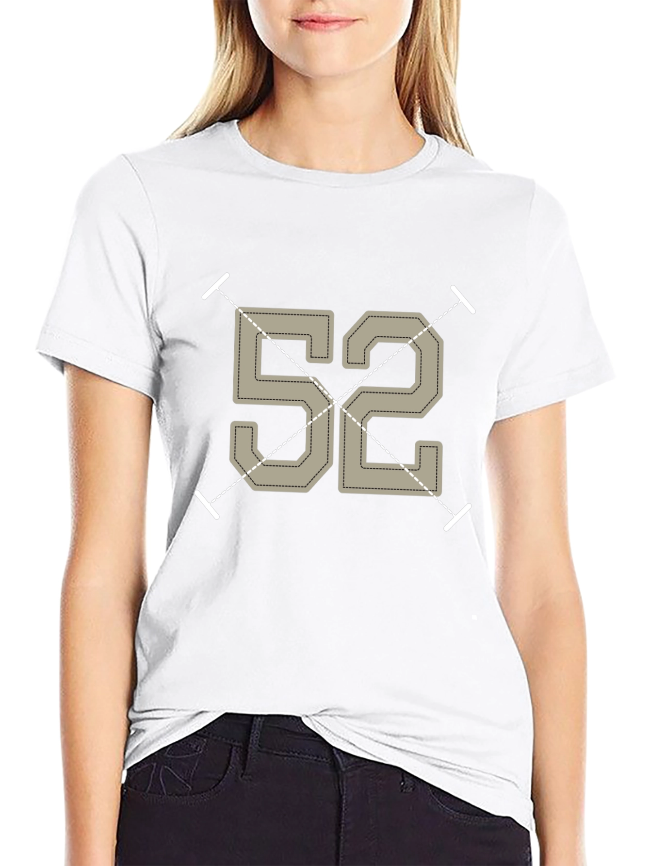 Retro Number 52 Graphic Tee - Black Cotton T-Shirt