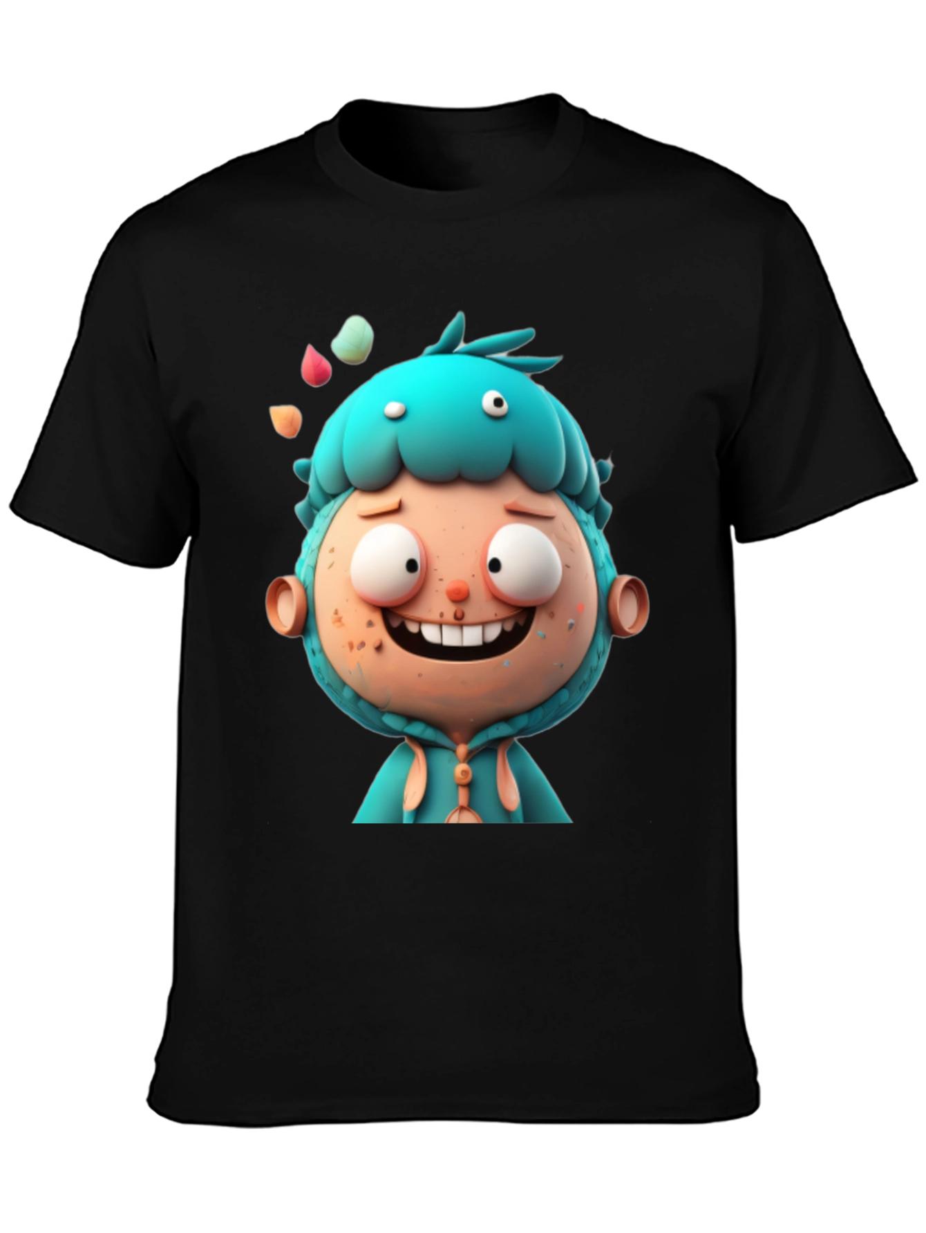 Cartoon Character Graphic Tee - Unisex Black T-Shirt