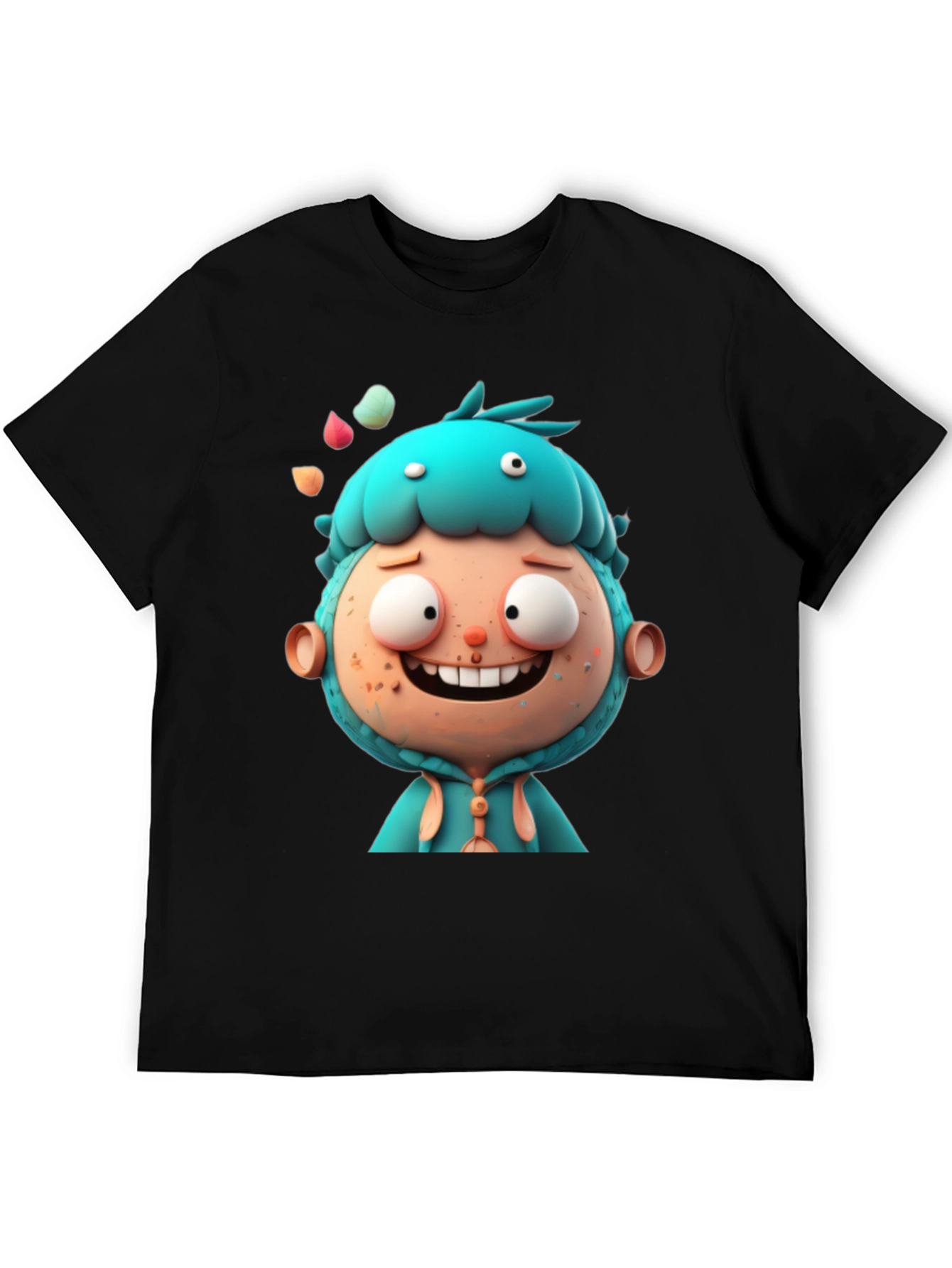 Cartoon Character Graphic Tee - Unisex Black T-Shirt