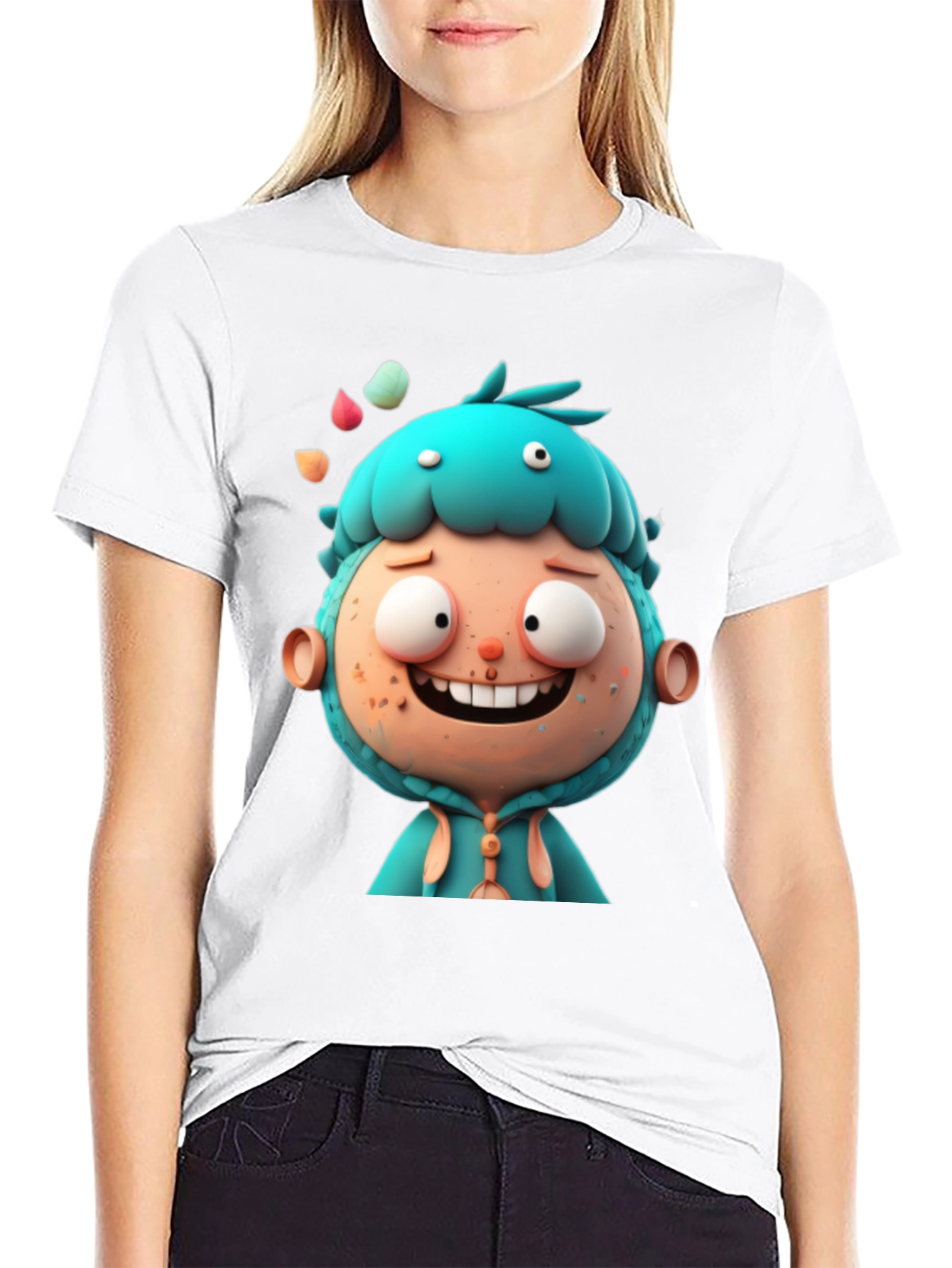 Cartoon Character Graphic Tee - Unisex Black T-Shirt