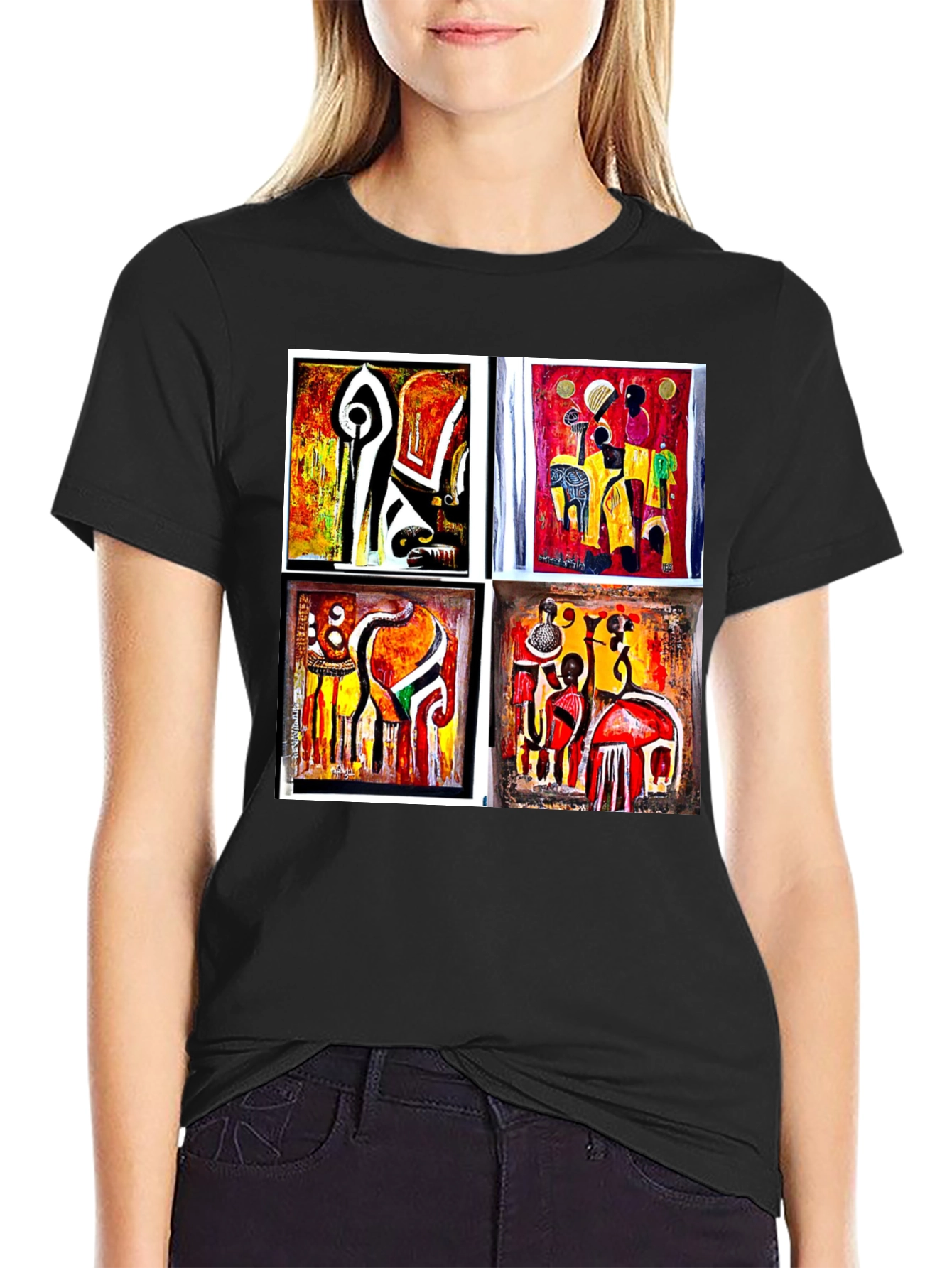 Abstract Art Collage Black Tee