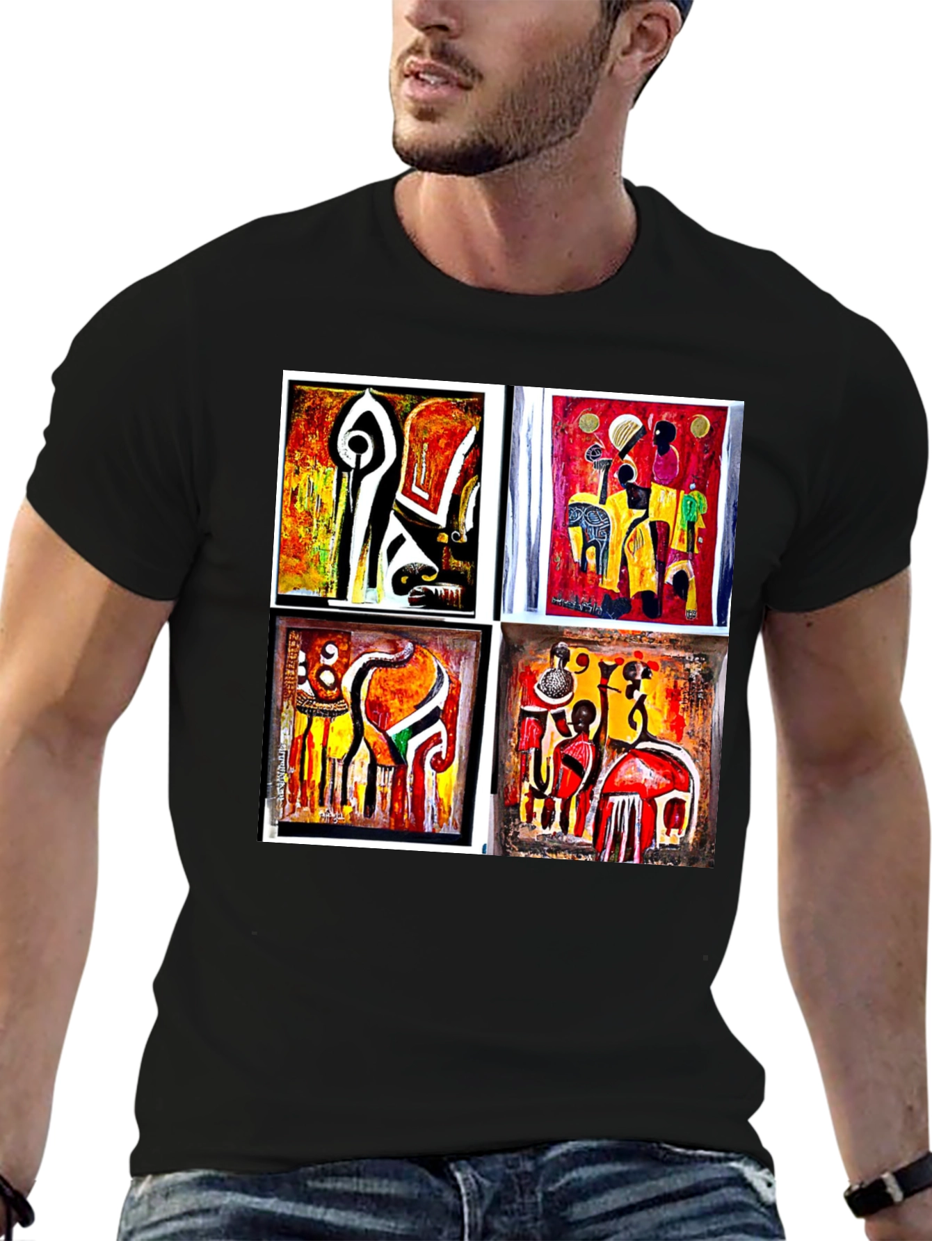 Abstract Art Collage Black Tee