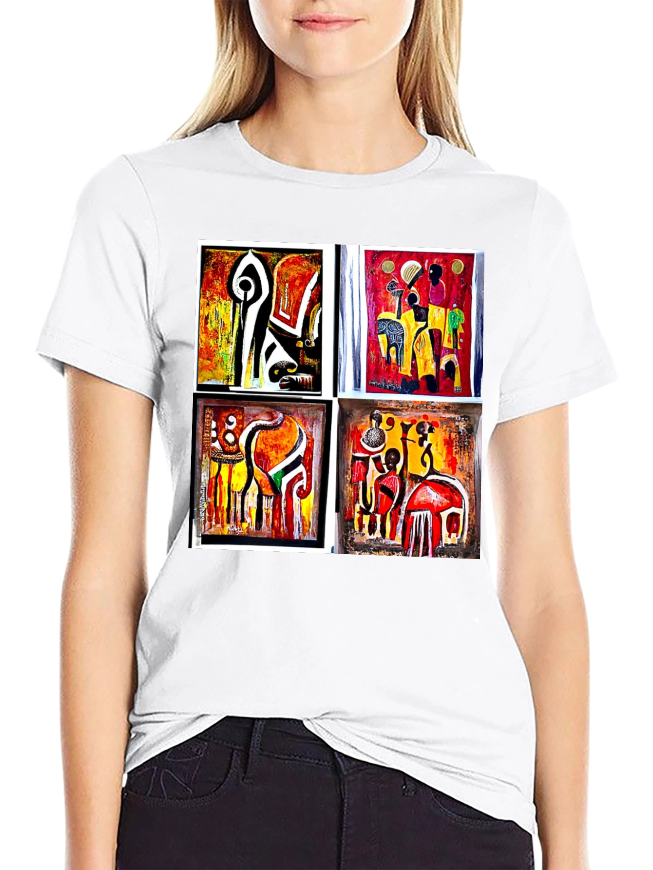 Abstract Art Collage Black Tee