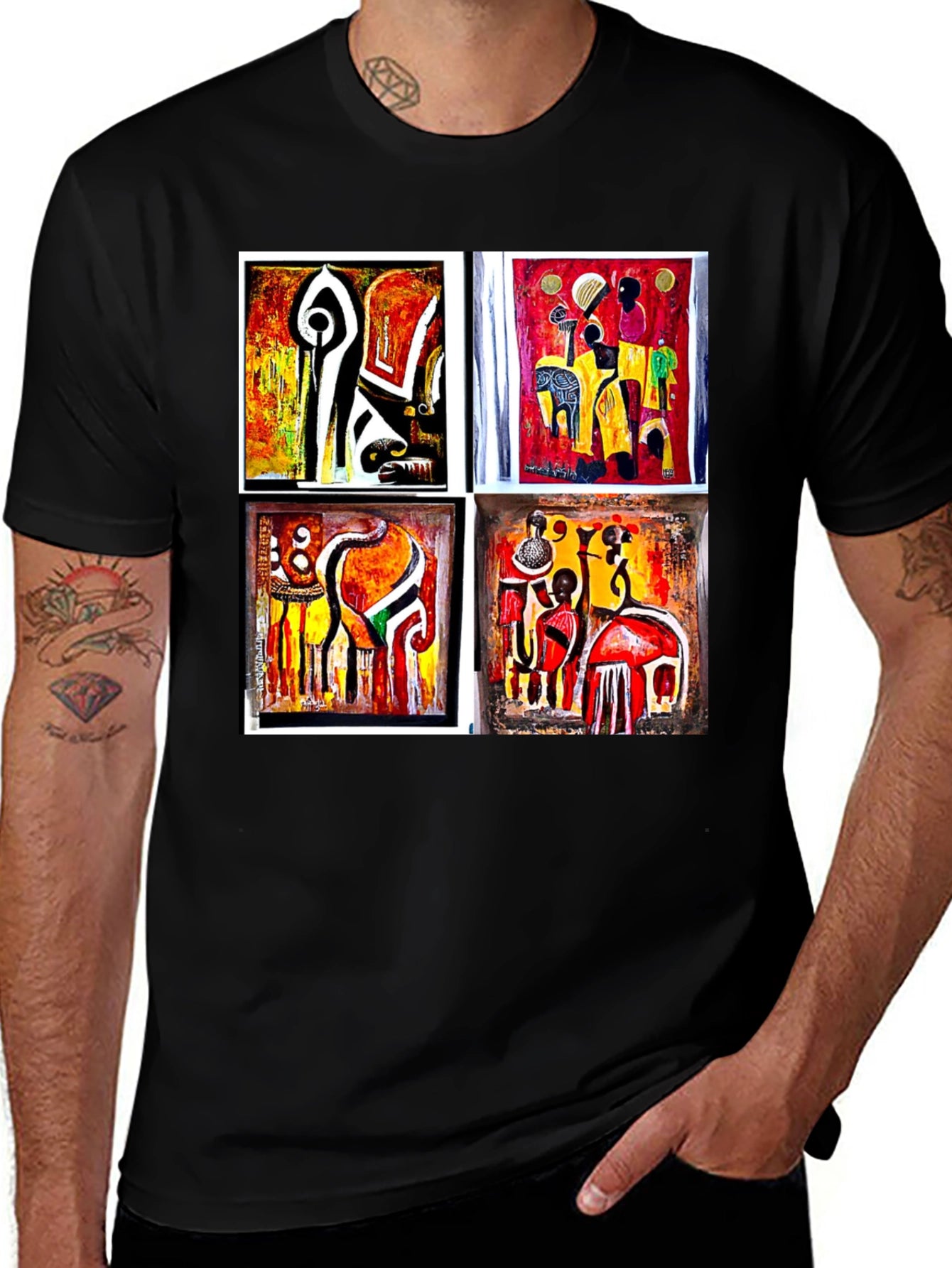 Abstract Art Collage Black Tee
