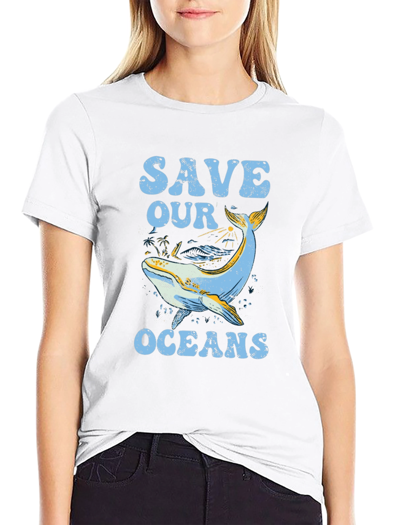 Save Our Oceans Graphic Tee - Black Cotton T-Shirt