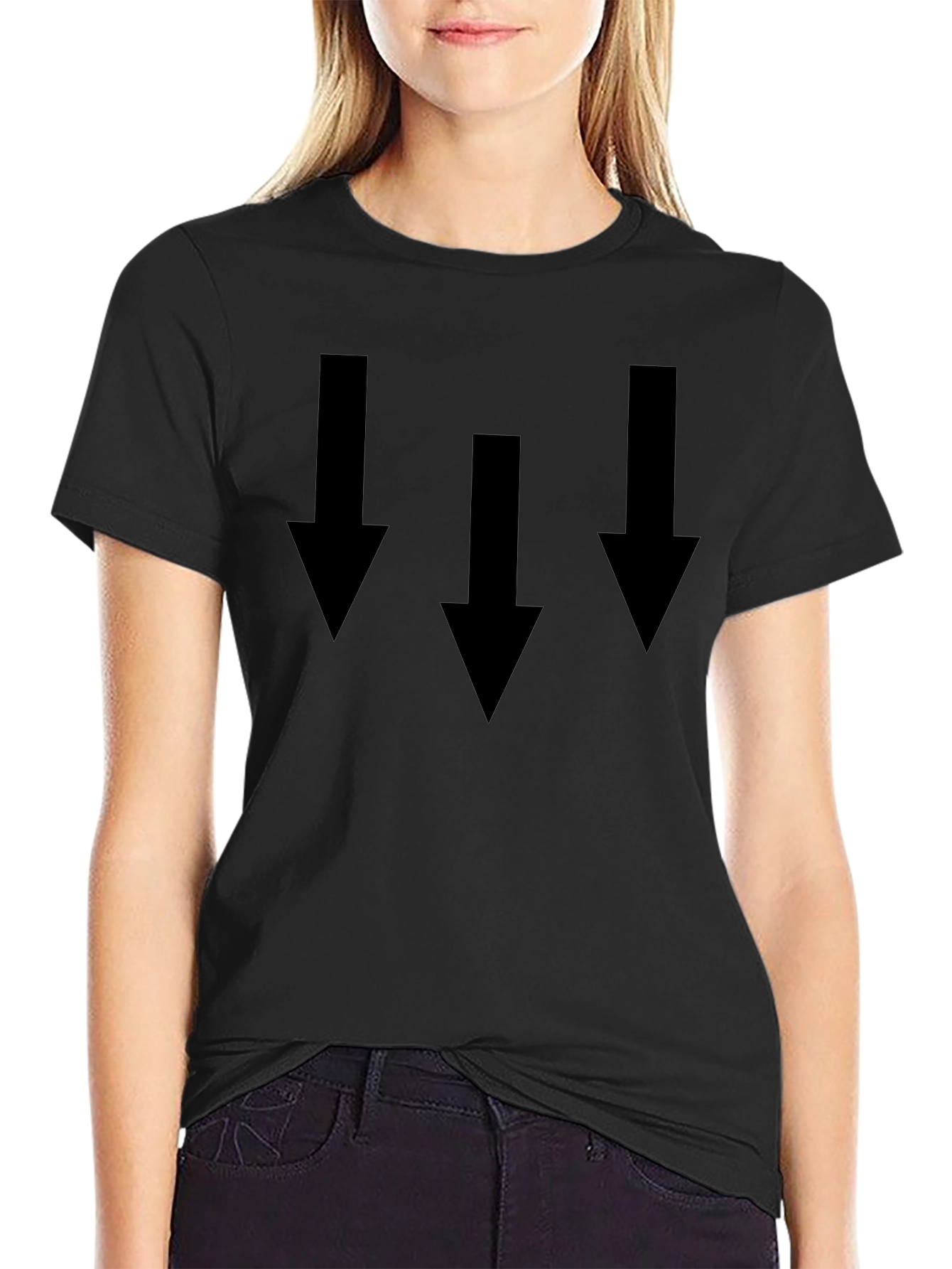 Mens Black T-Shirt with Triple Down Arrow Design