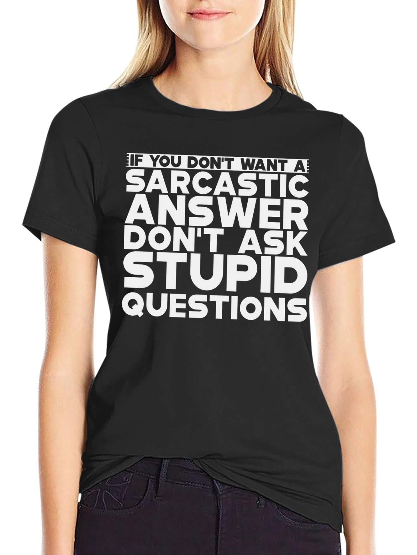 Sarcastic Answer Graphic Tee - Black Cotton Shirt