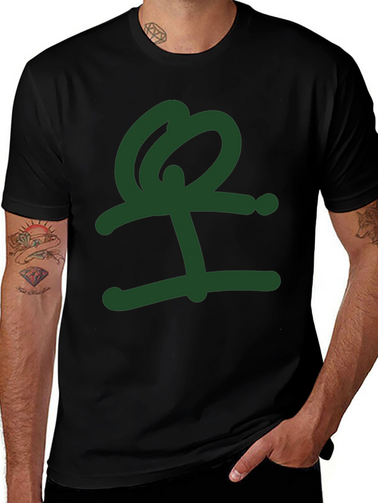 Abstract Green Graphic Print Black T-Shirt
