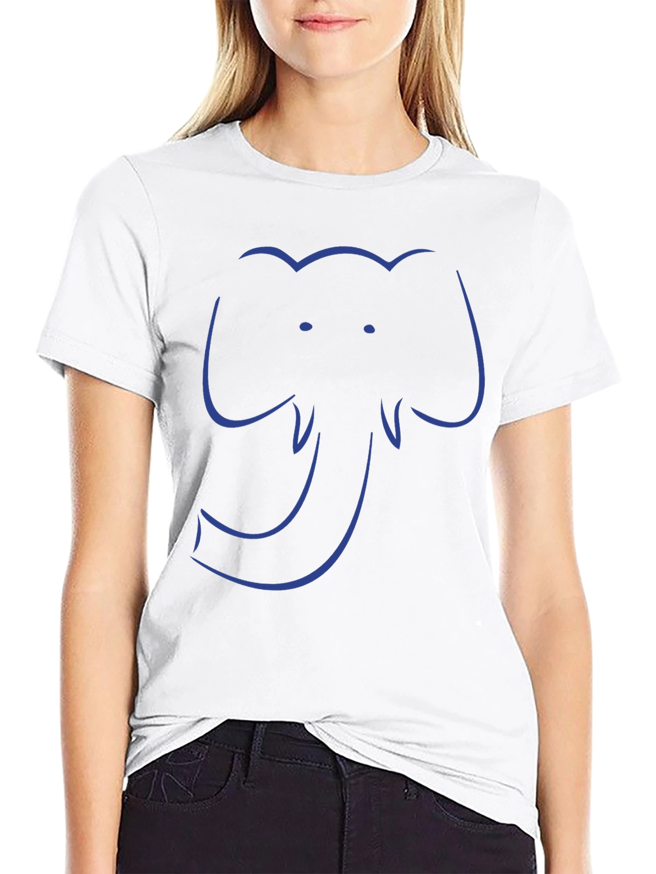 Elephant Outline Graphic Tee - Cool Casual Style