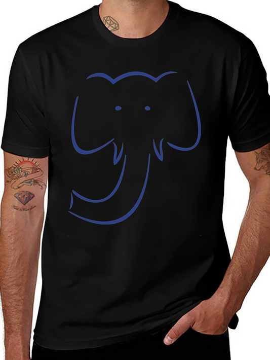 Elephant Outline Graphic Tee - Cool Casual Style
