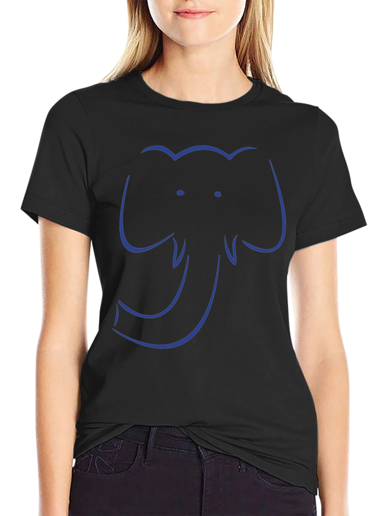 Elephant Outline Graphic Tee - Cool Casual Style