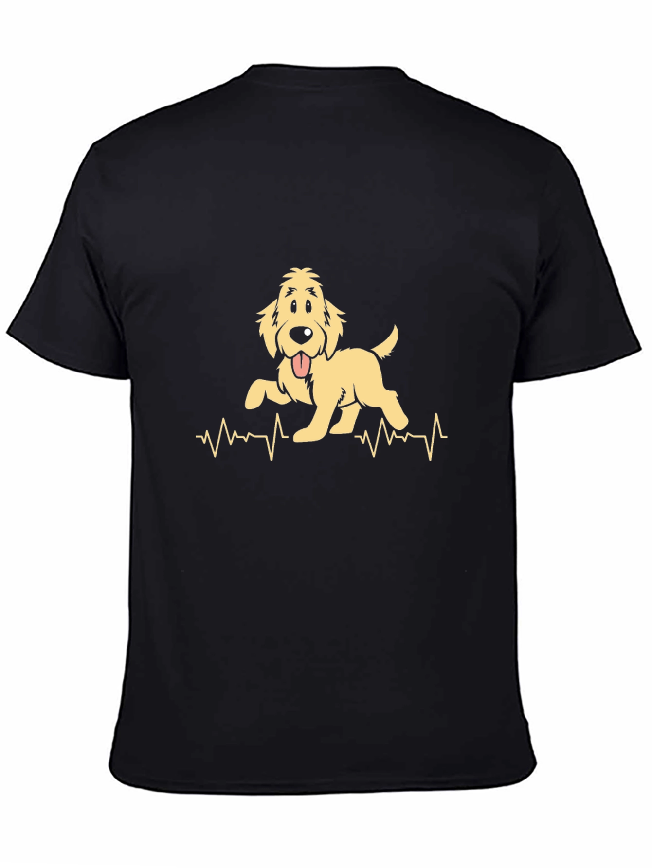 Golden Retriever Heartbeat Mens Black T-Shirt