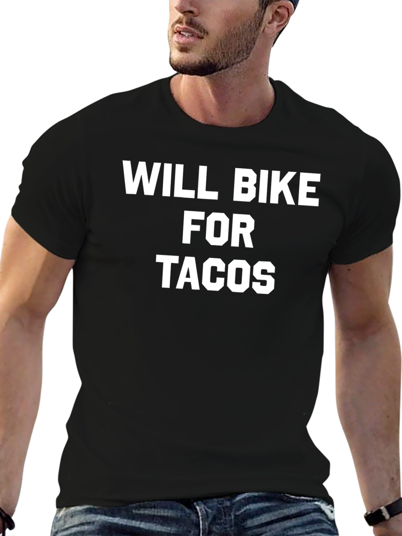 Will Bike For Tacos Graphic Tee - Black