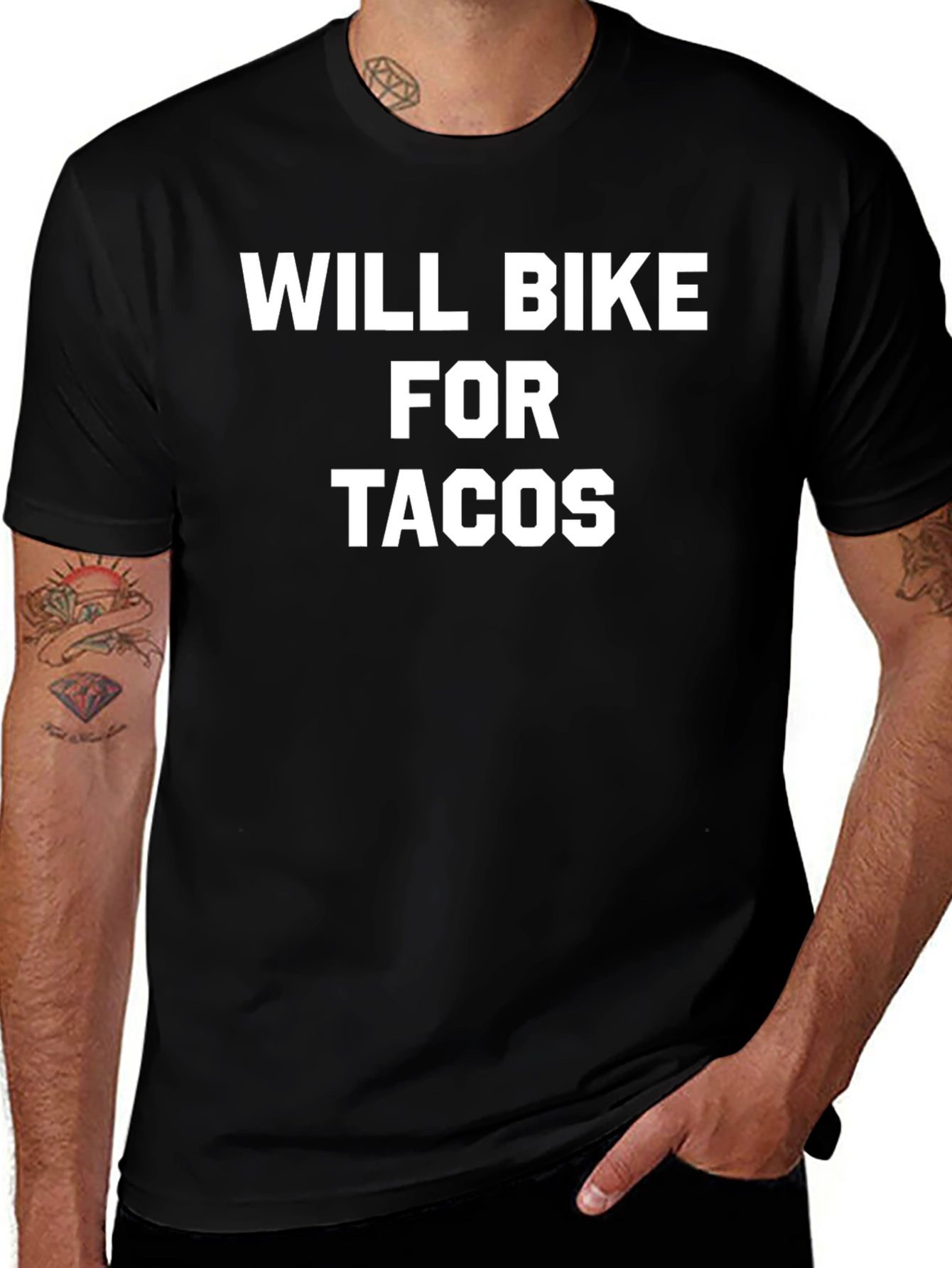 Will Bike For Tacos Graphic Tee - Black
