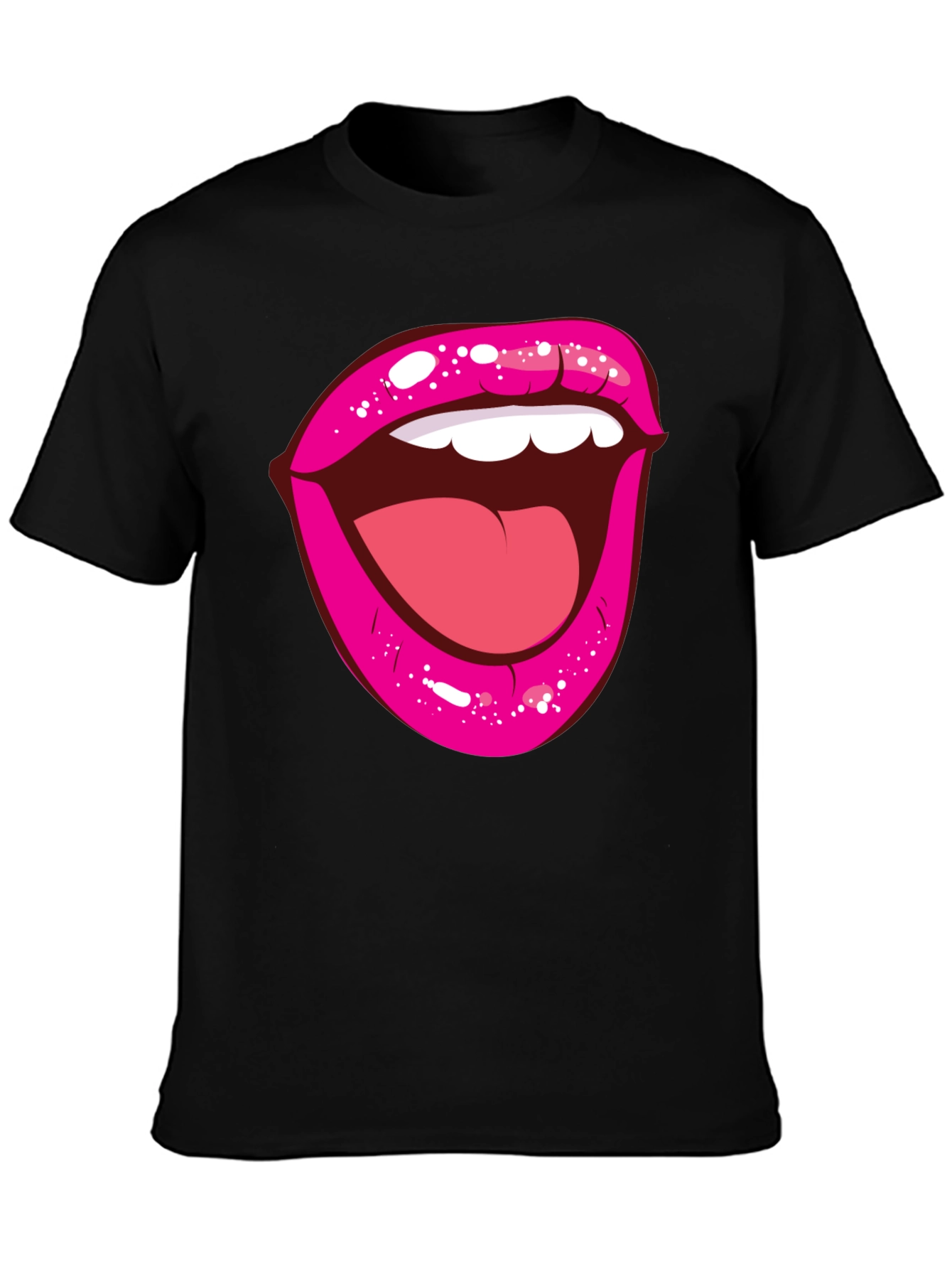 Bold Lips Graphic Tee - Trendy Black Cotton Shirt