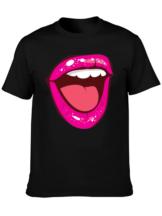 Bold Lips Graphic Tee - Trendy Black Cotton Shirt