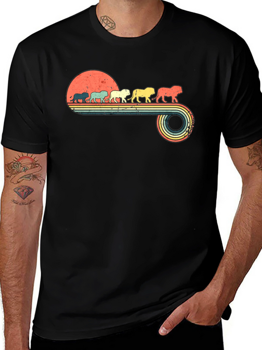 Retro Lion Parade Black Graphic Tee