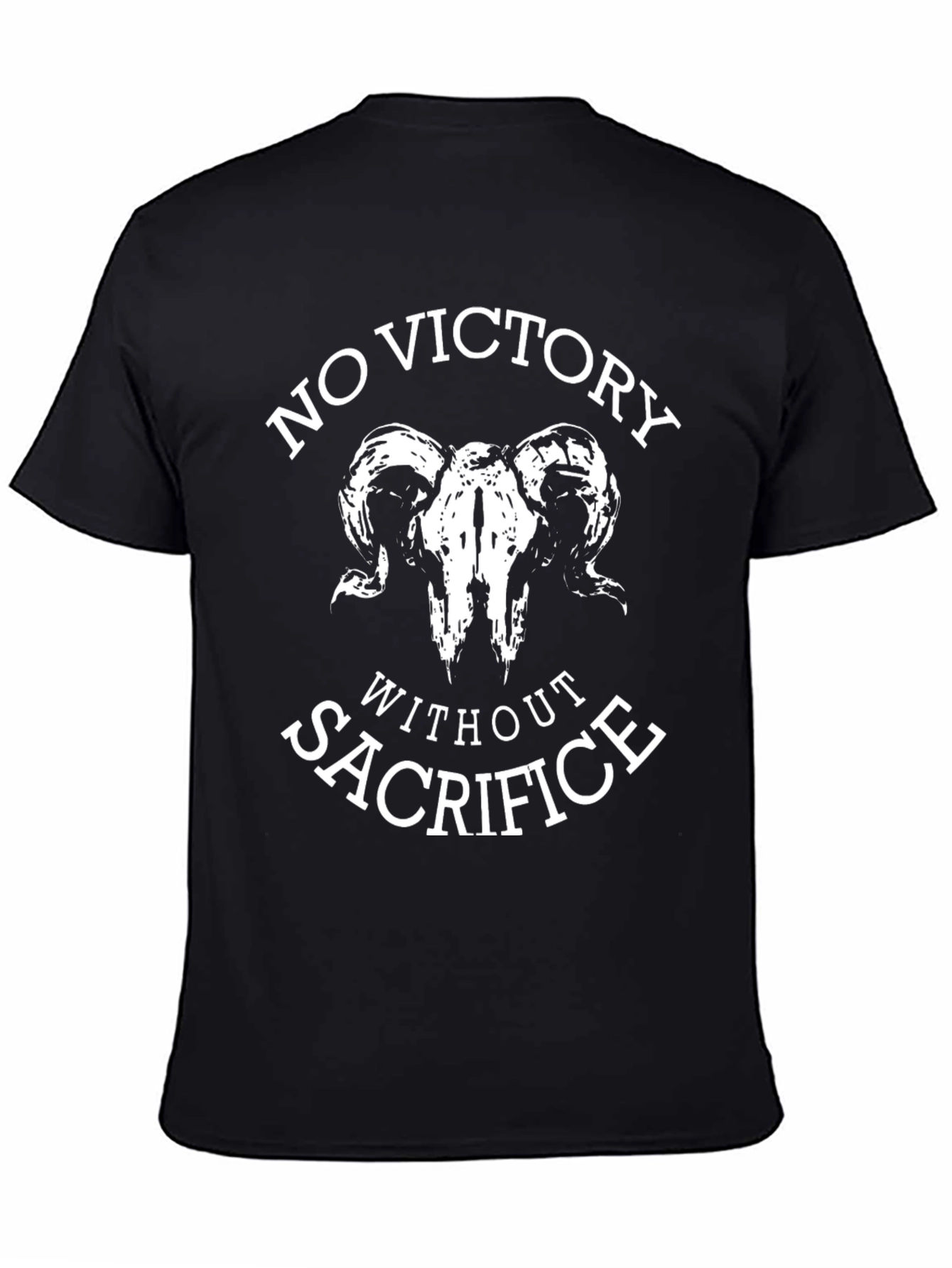 No Victory Without Sacrifice Ram Skull Graphic Tee