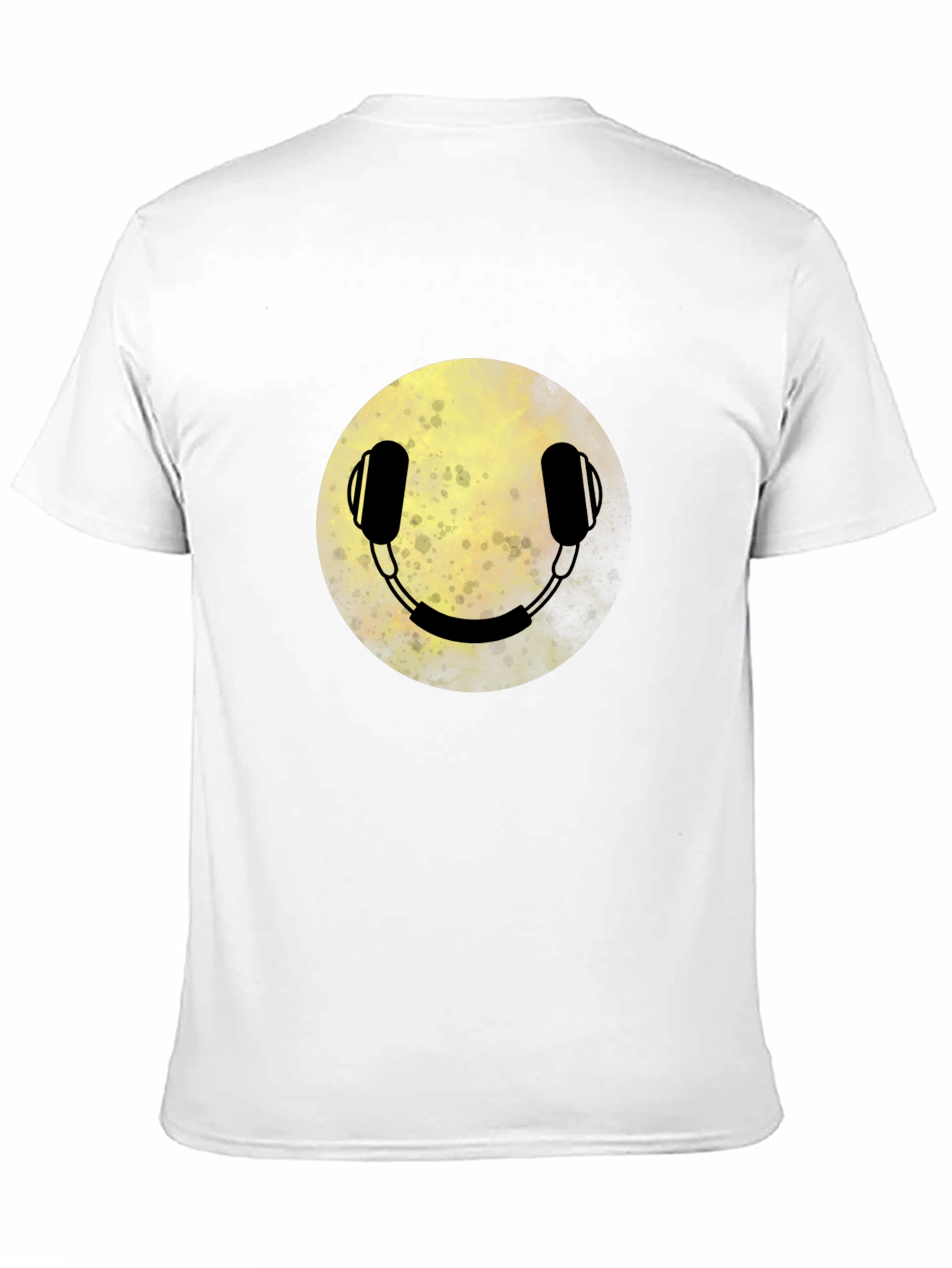 Headphone Smiley Face Graphic Tee - Black